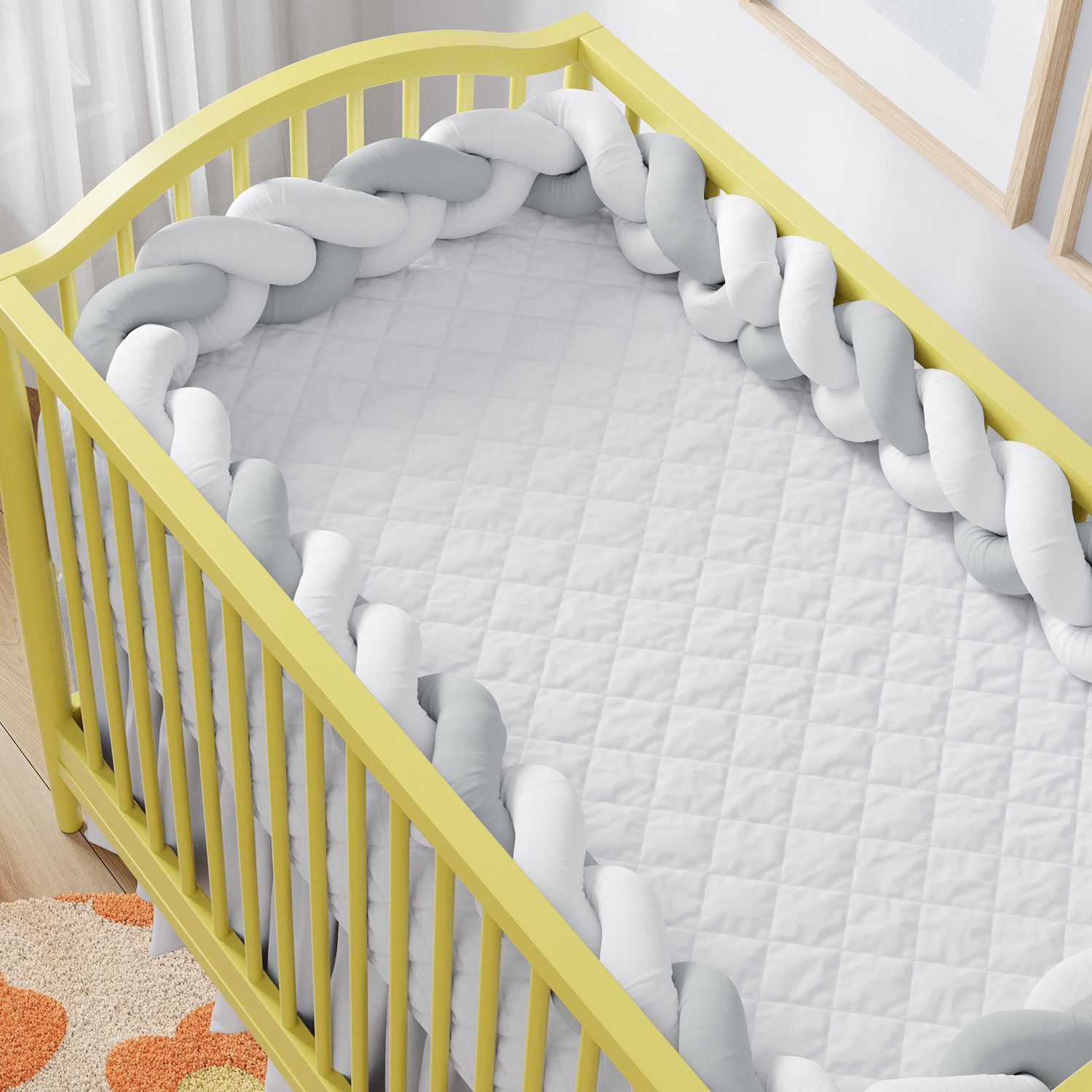 Trança Lateral Para Berço Branco e Cinza 3,80M