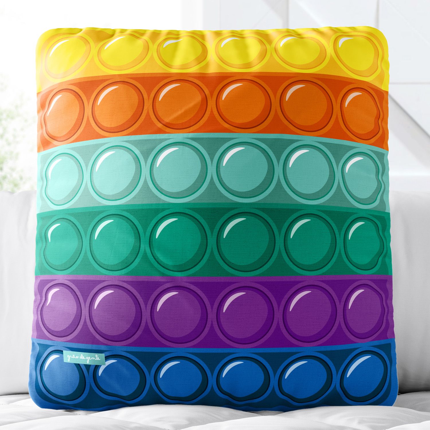 Almofada Quadrada Pop It Colorido 31 cm