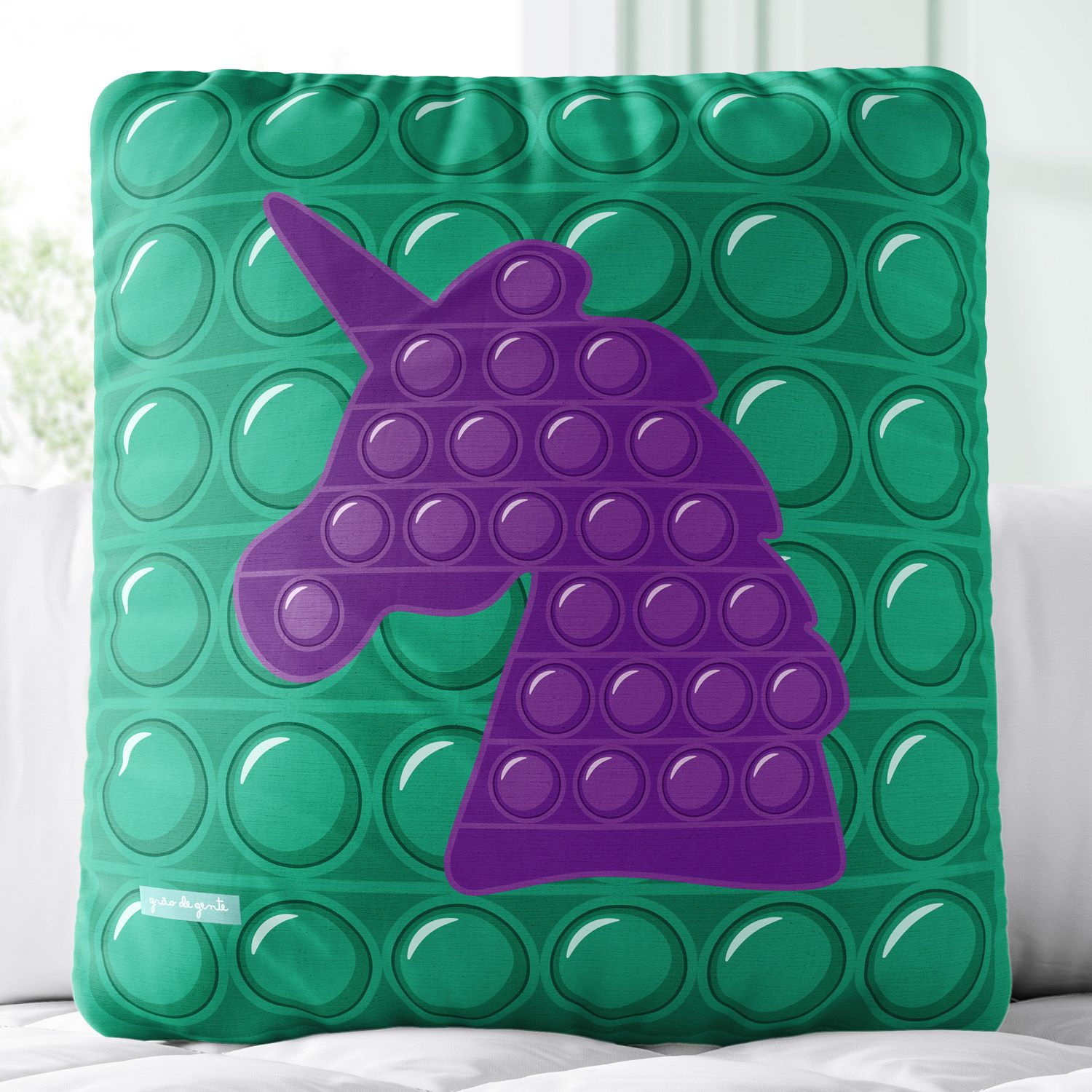 Almofada Quadrada Pop It Unicórnio 31cm