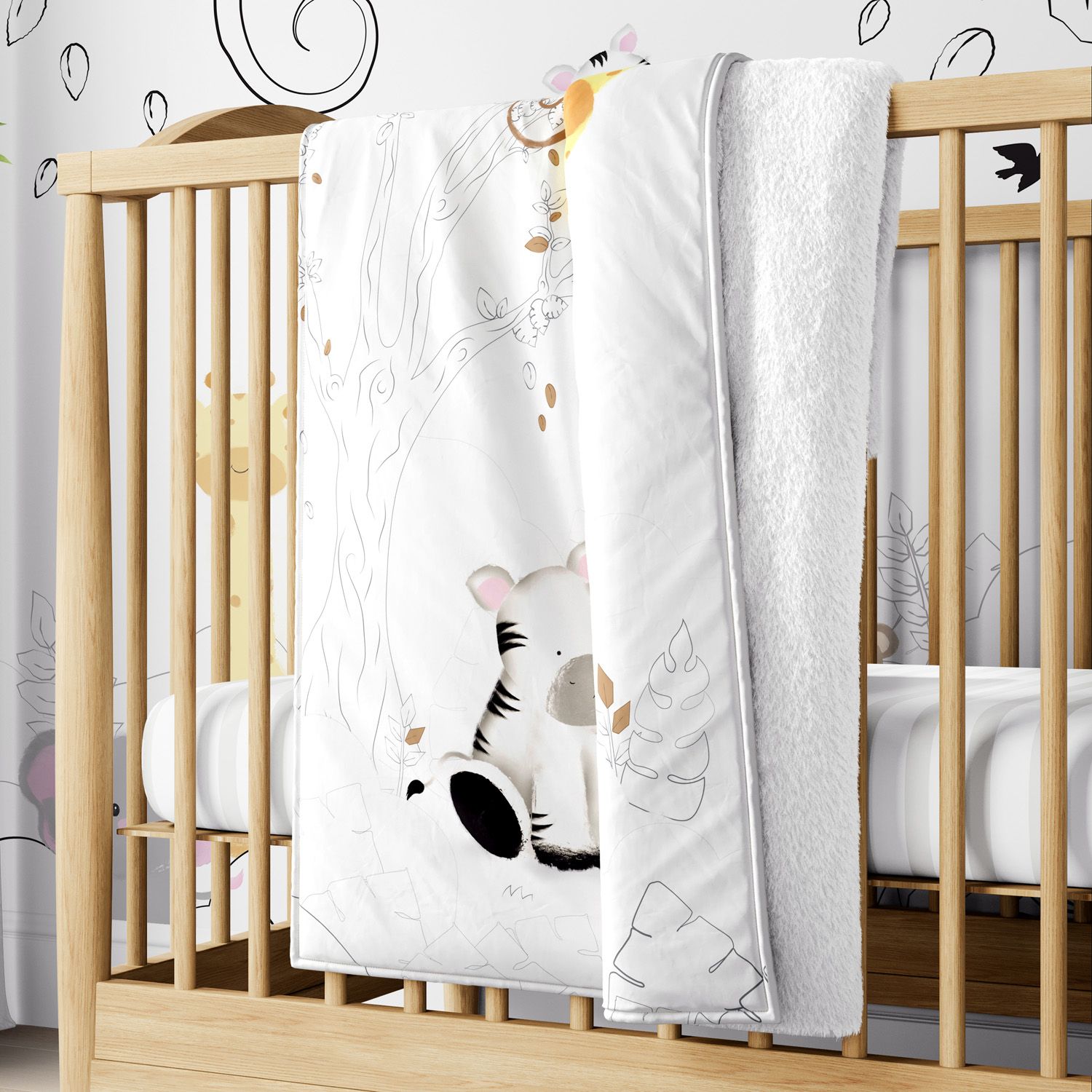 Manta Dupla Face com Soft Amiguinhos Safári Aquarela 1M