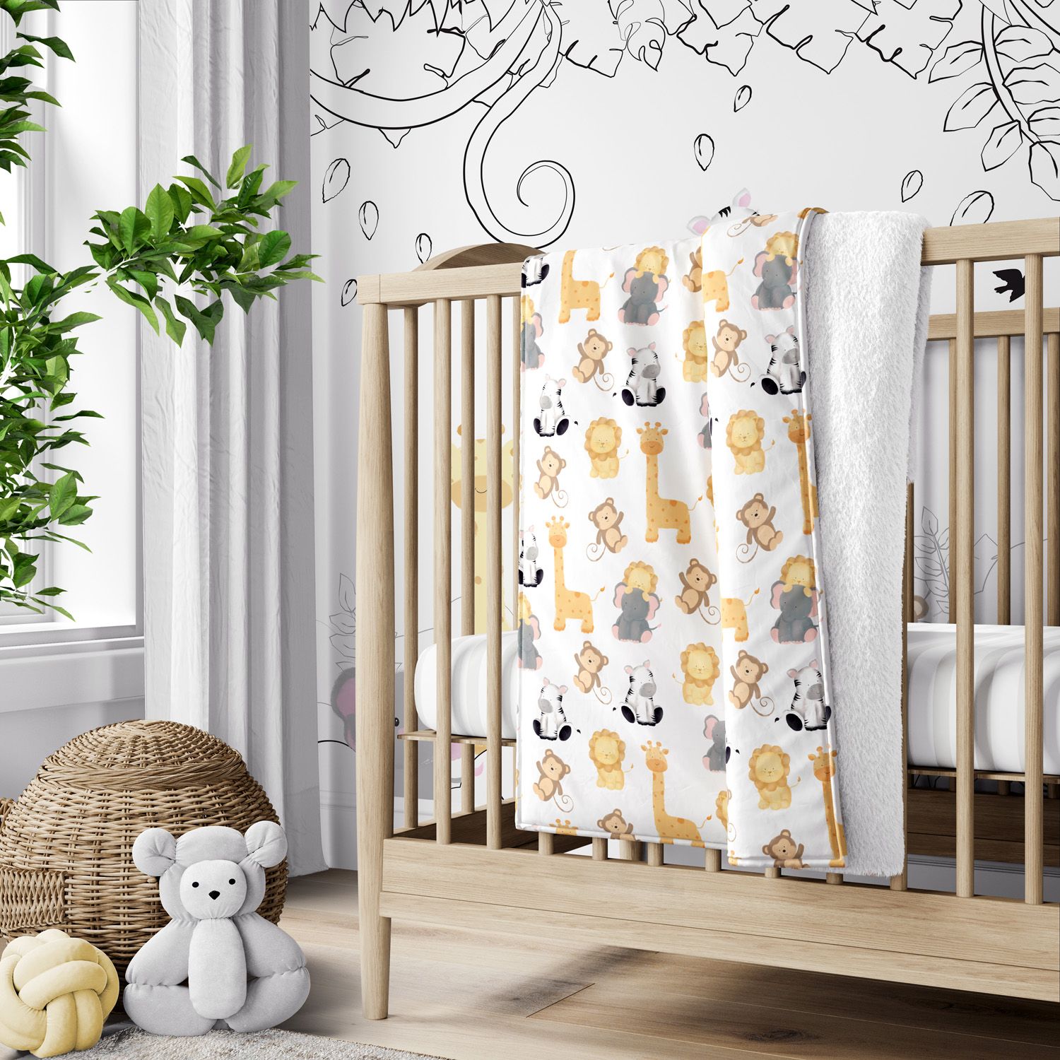 Manta Dupla Face com Soft Safári Aquarela 1M