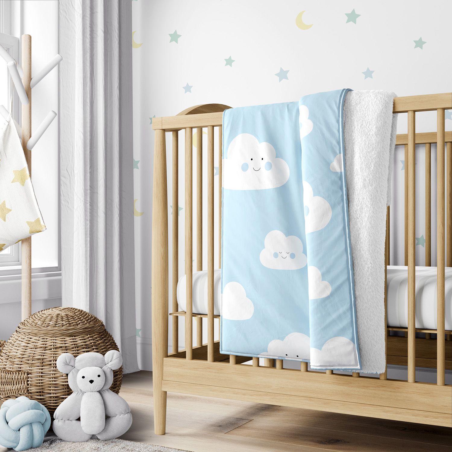 Cobertor Dupla Face com Soft Amiguinho Nuvem Azul 1M