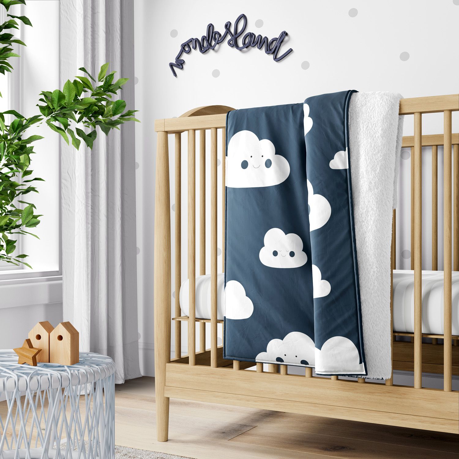 Cobertor Dupla Face com Soft Amiguinho Nuvem Azul 1M