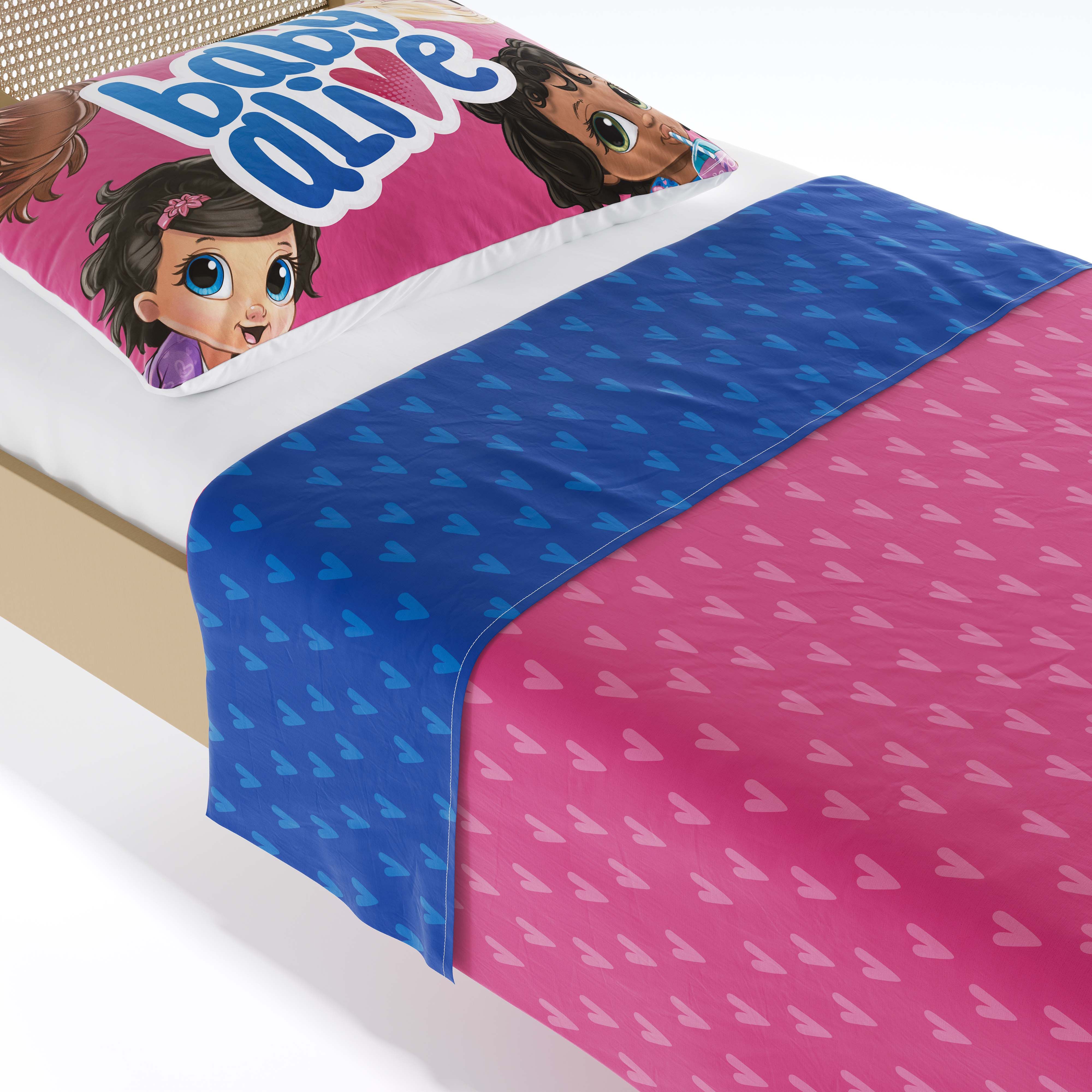 Jogo de Lençol Infantil Solteiro Corações Baby Alive