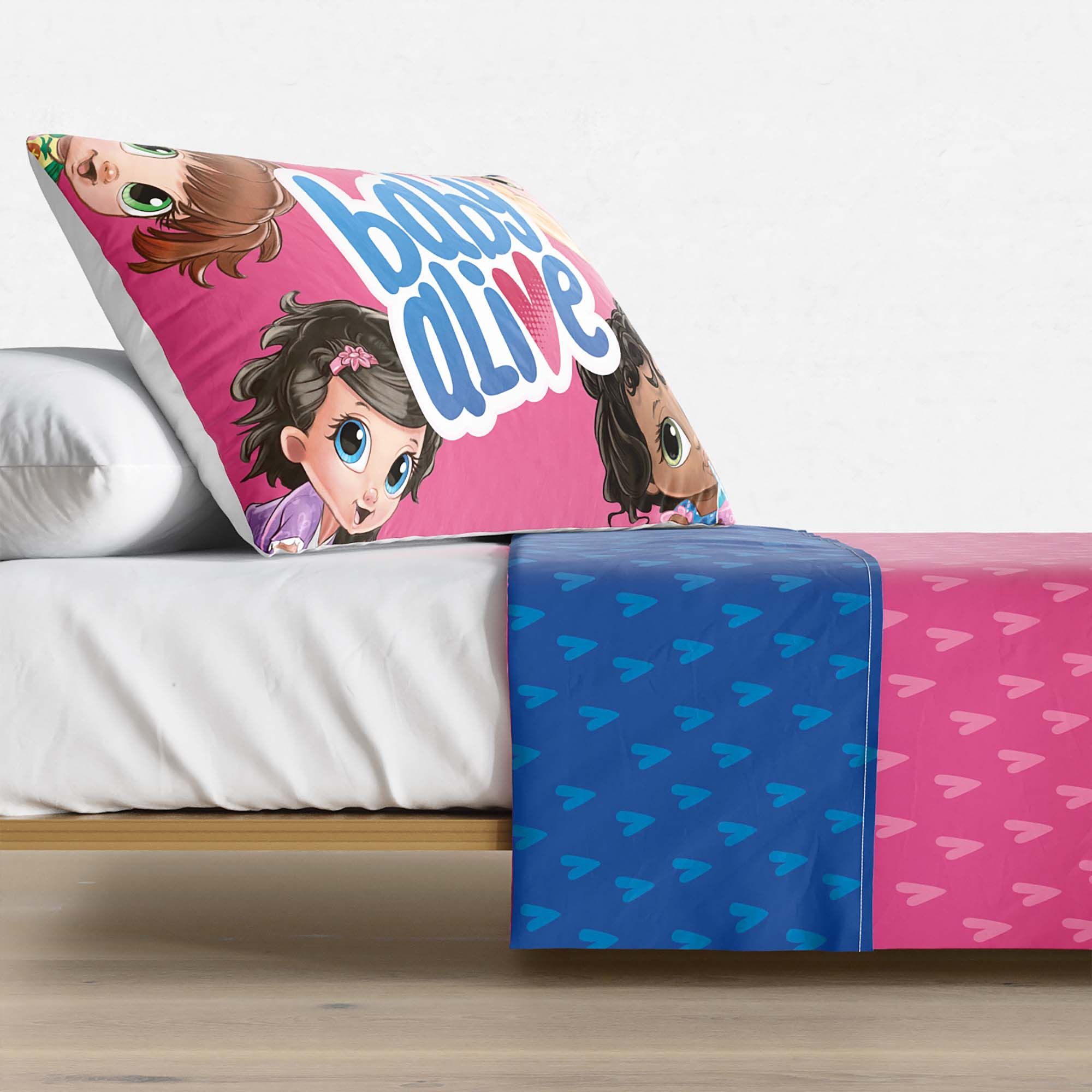 Jogo de Lençol Infantil Solteiro Corações Baby Alive