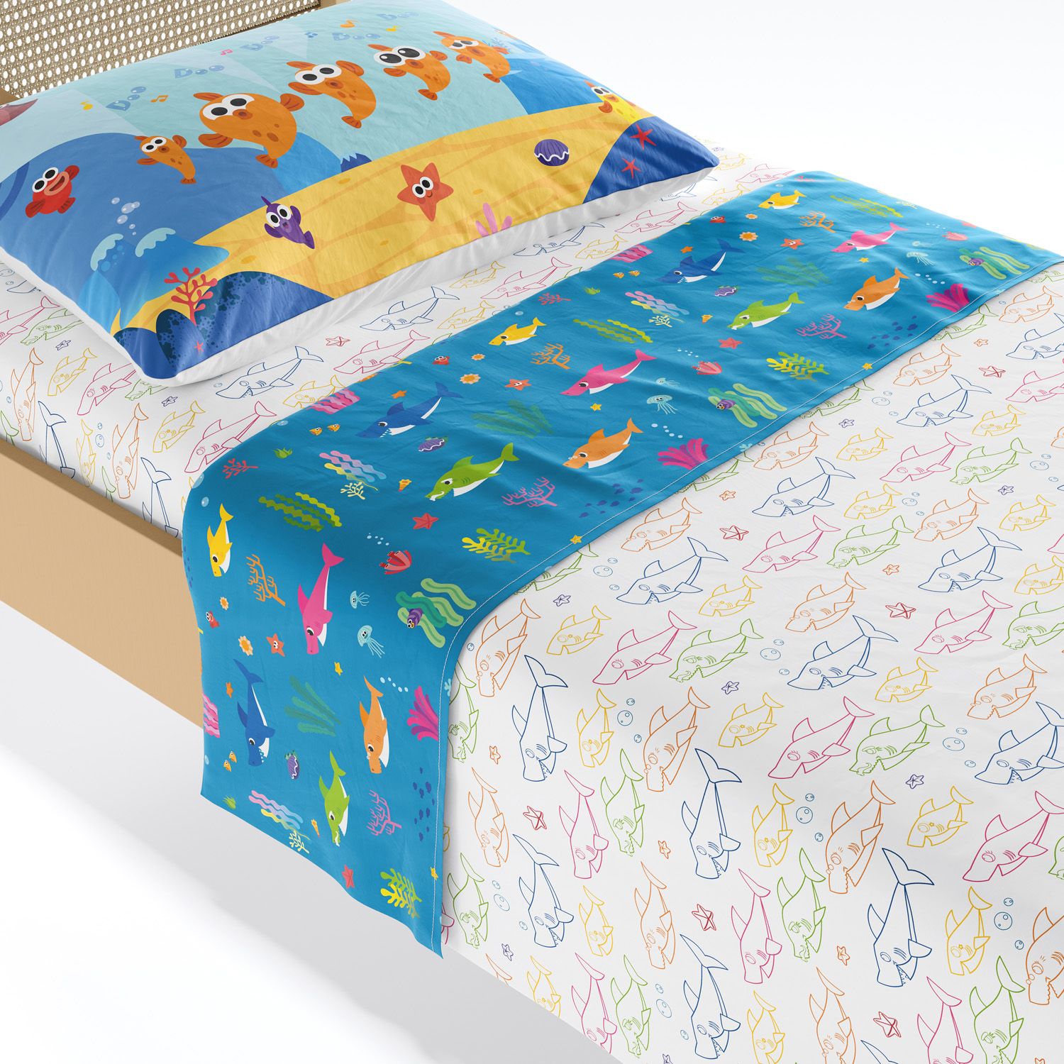Jogo de Lençol Infantil Solteiro Baby Shark