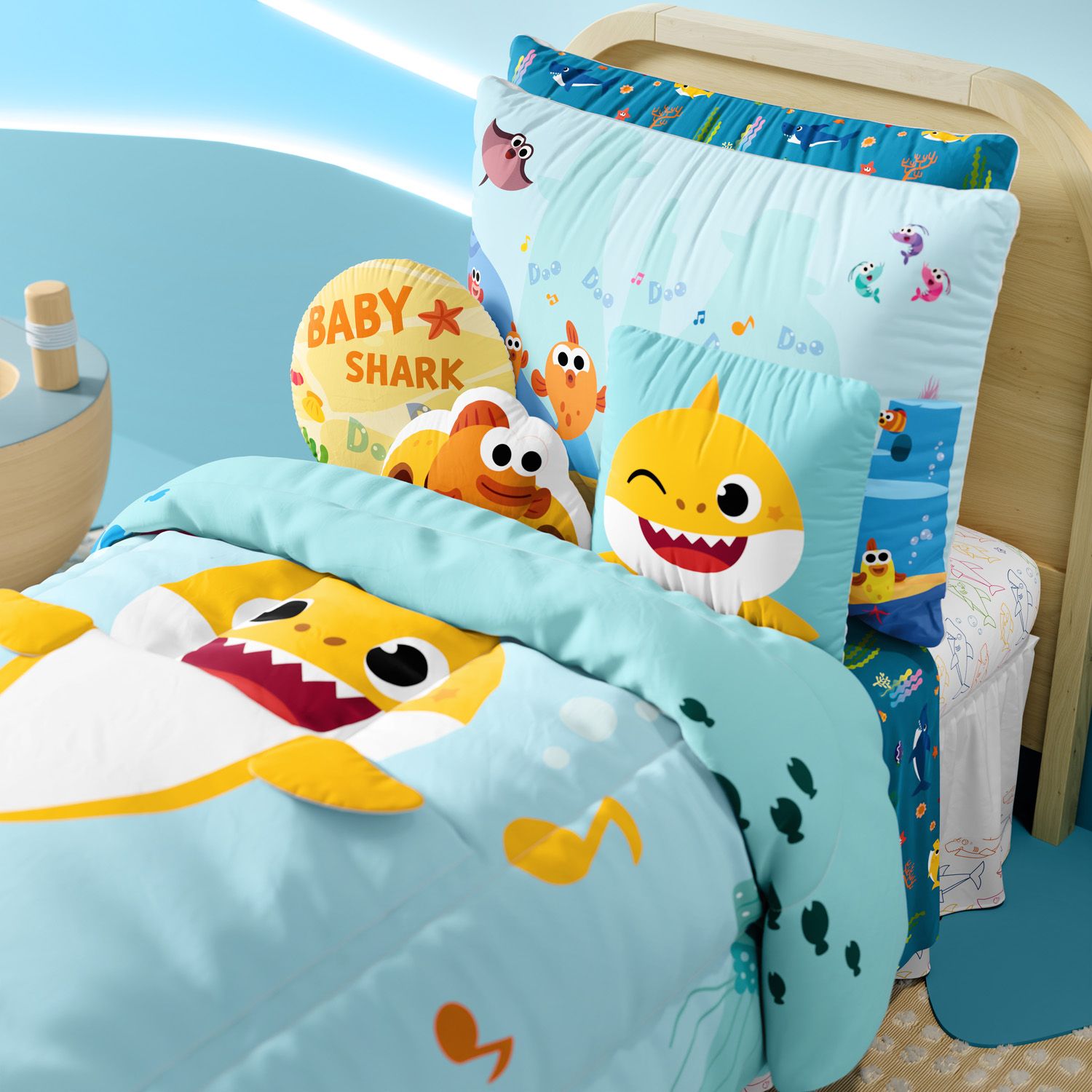 Jogo de Lençol Infantil Solteiro Baby Shark