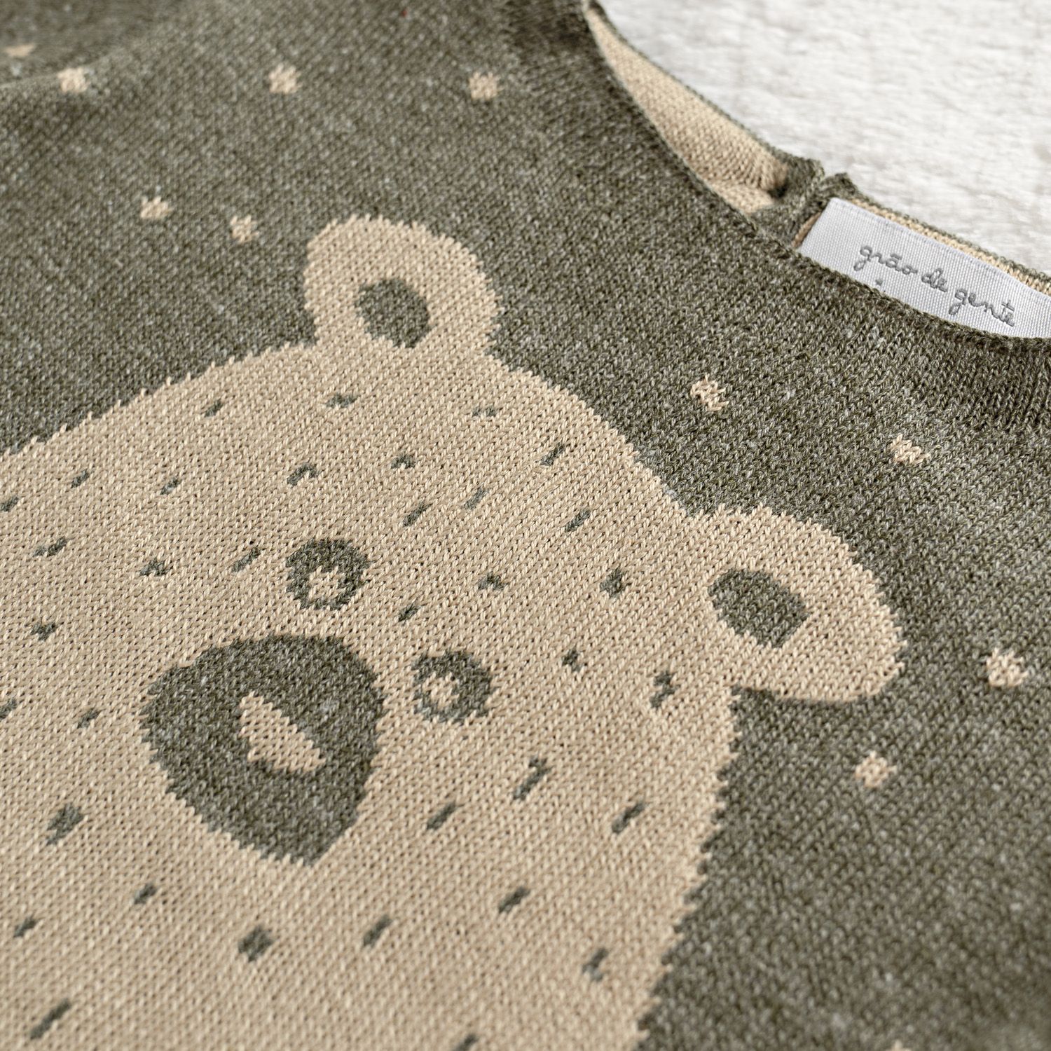 Macacão Tricot Jacquard Urso Nórdico Preto