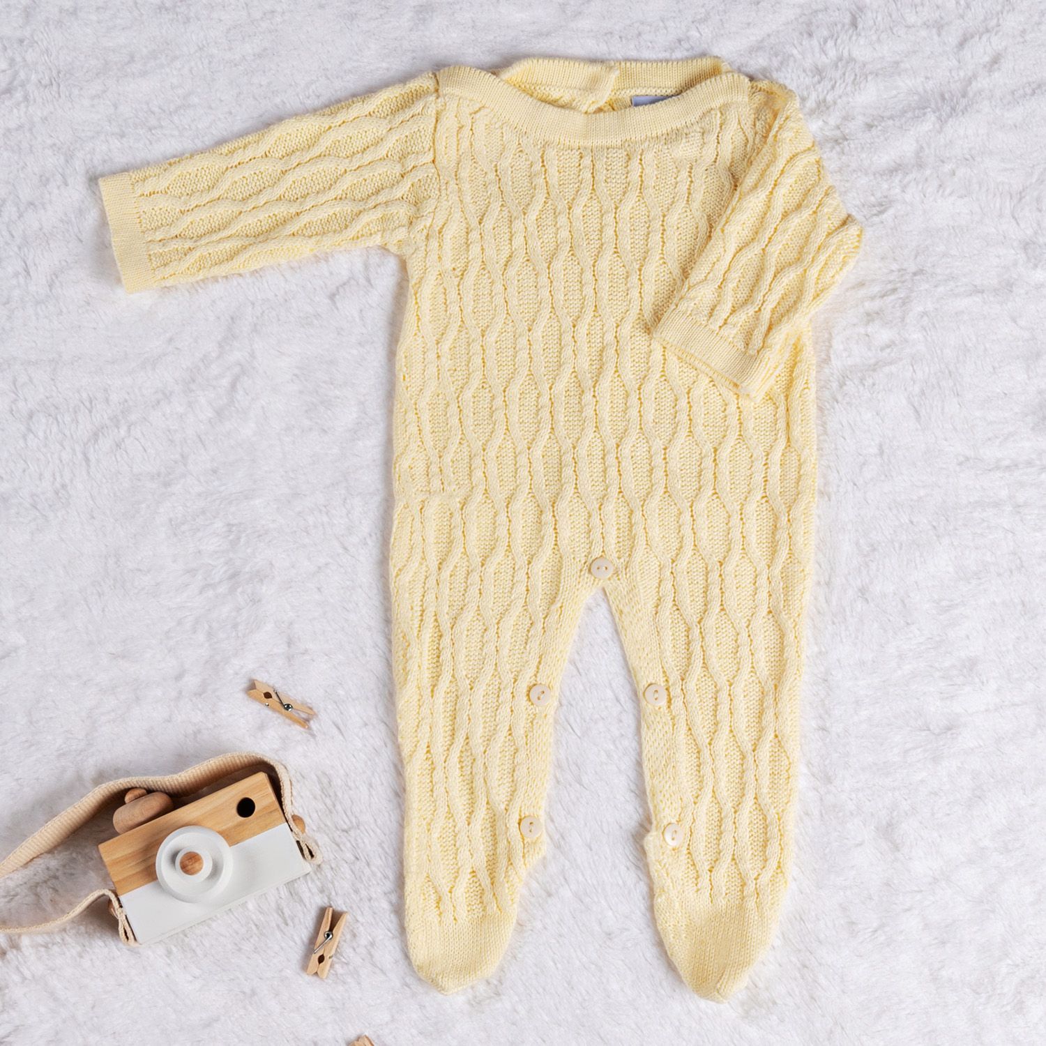 Macacão Tricot Colmeia Amarelo