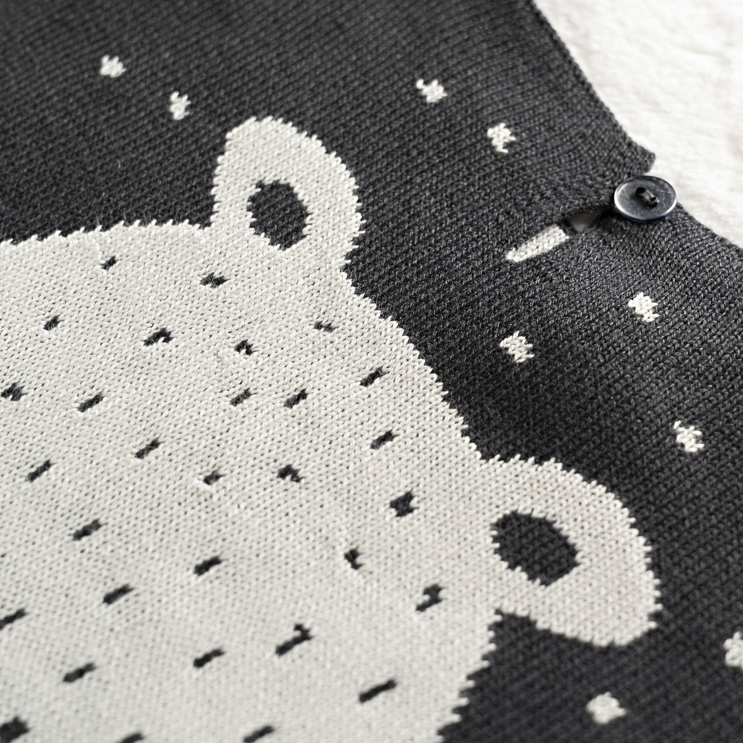 Macacão Tricot Jacquard Urso Nórdico Preto