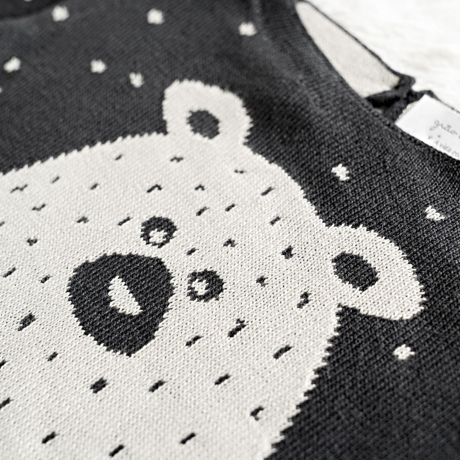 Macacão Tricot Jacquard Urso Nórdico Preto