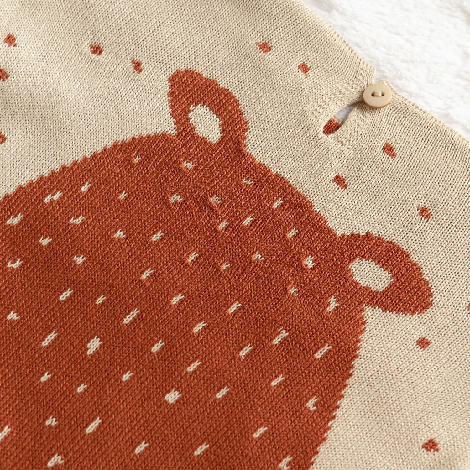 Macacão Tricot Jacquard Urso Nórdico Preto