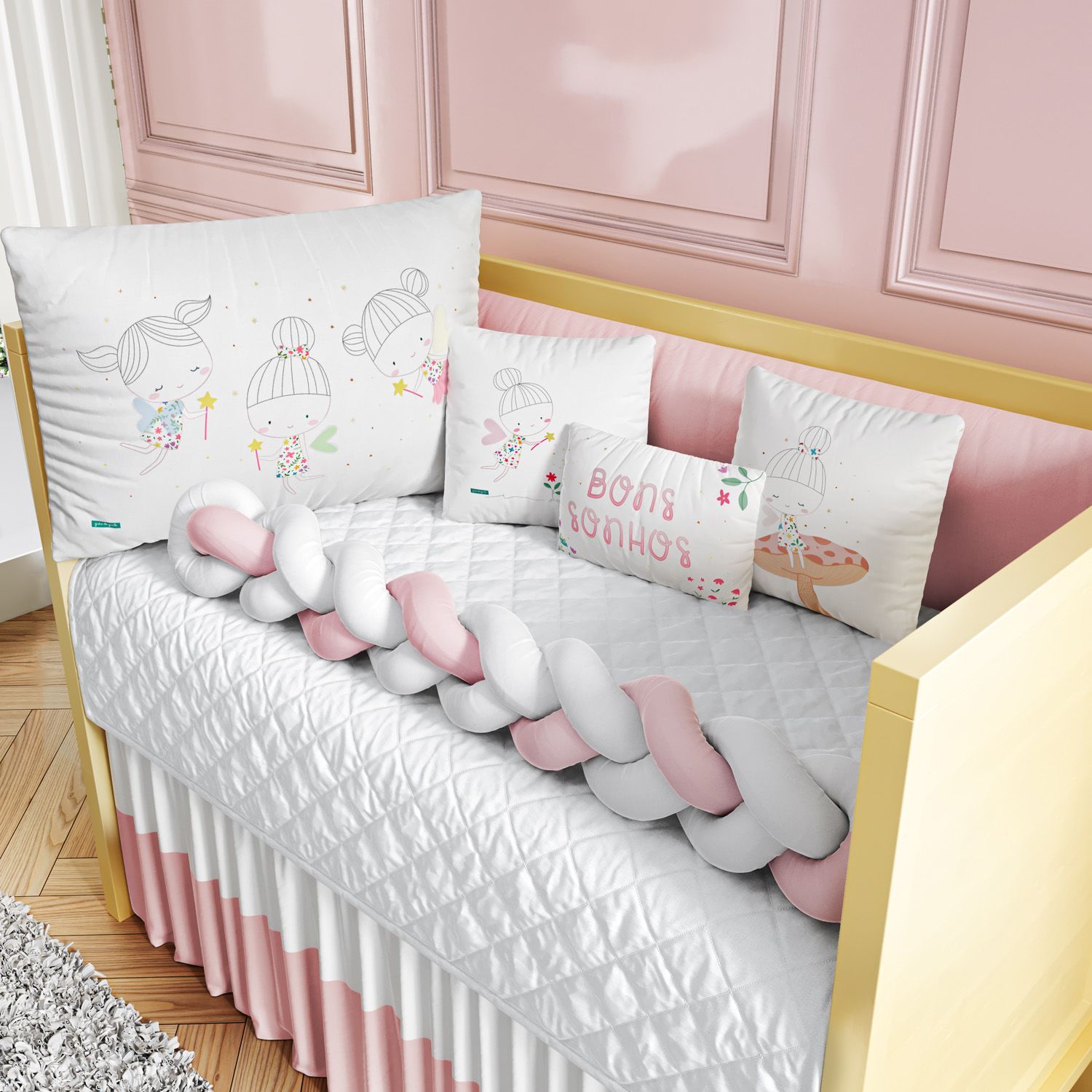 Kit Berço Trança Fadinha das Flores