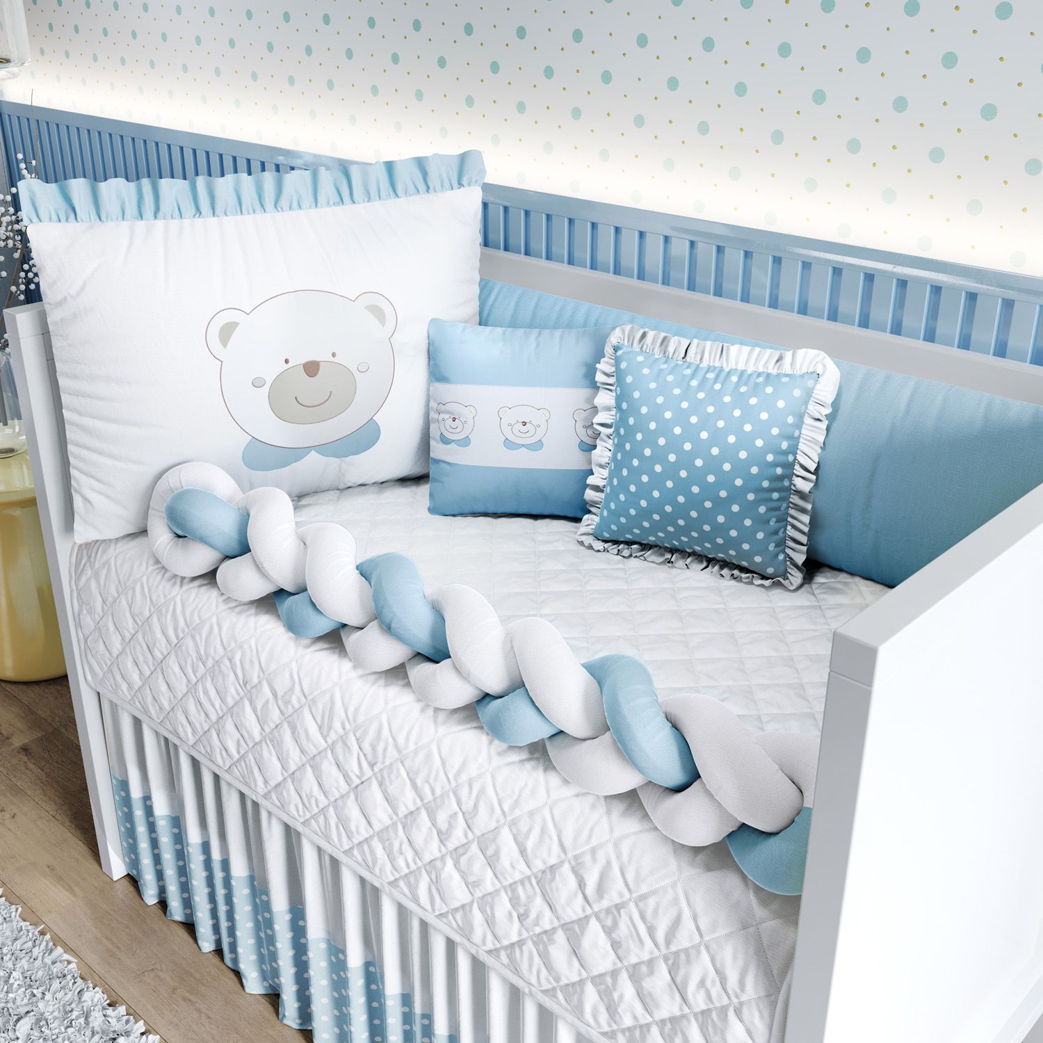 Kit Berço Trança Ursinha Rosa