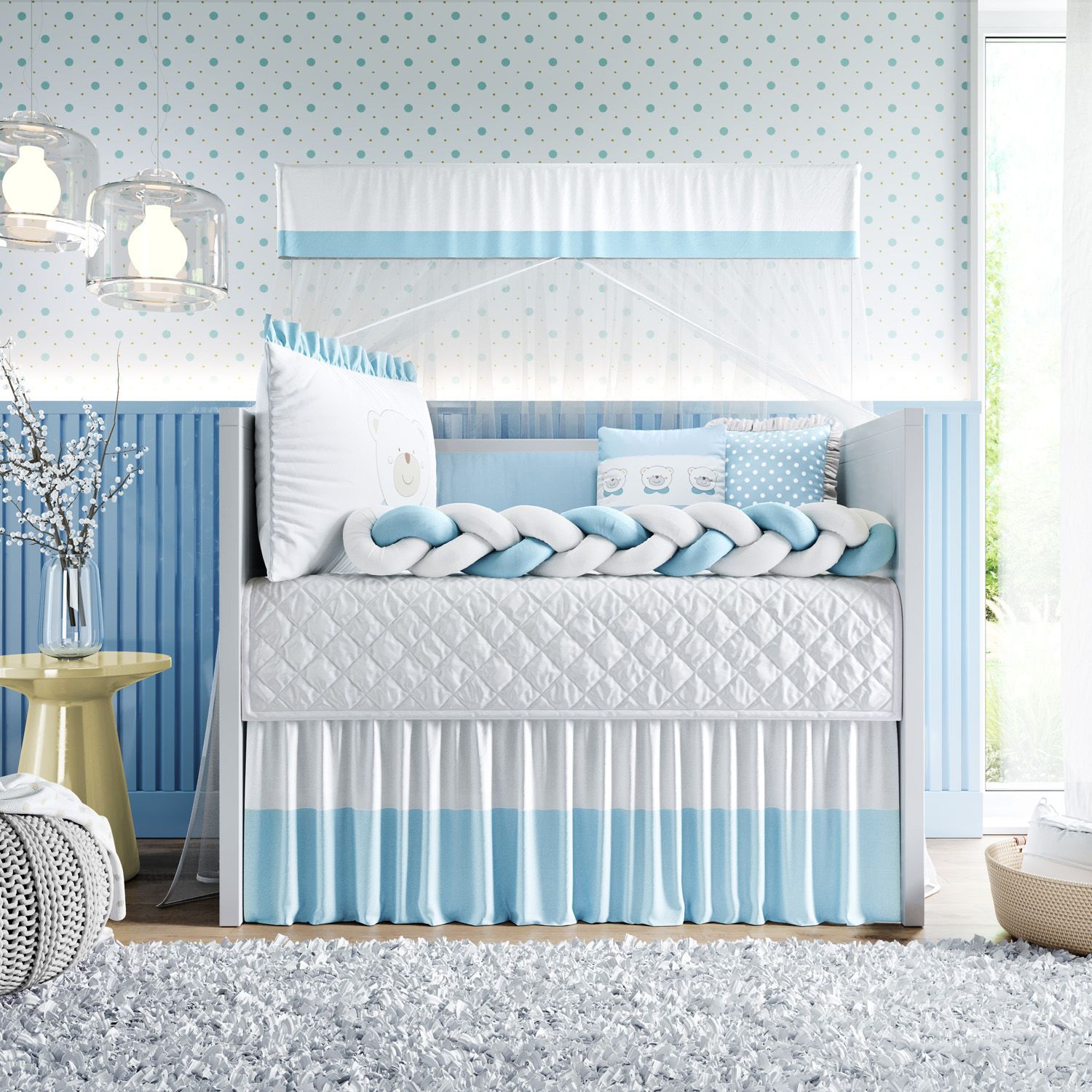 Kit Berço Trança Ursinha Rosa