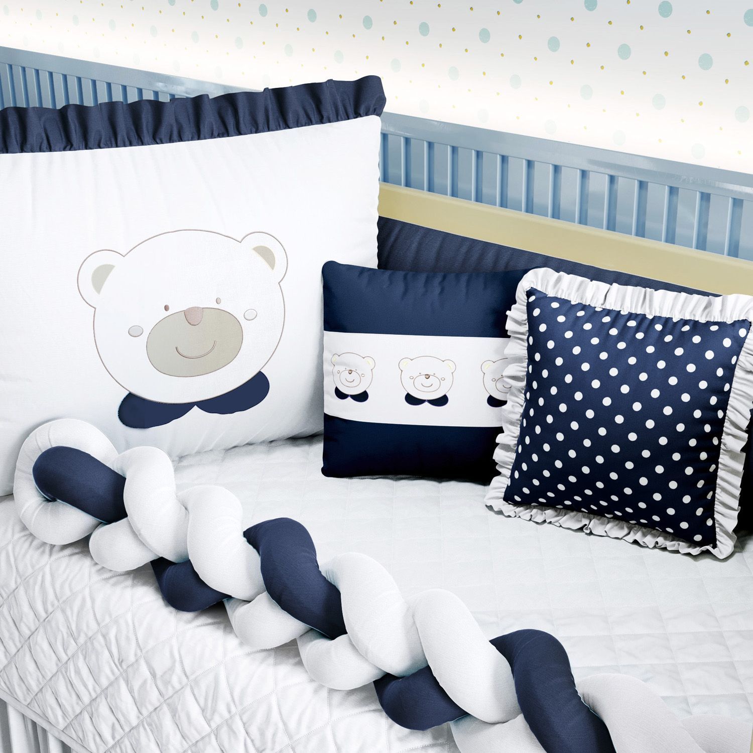 Kit Berço Trança Ursinha Rosa