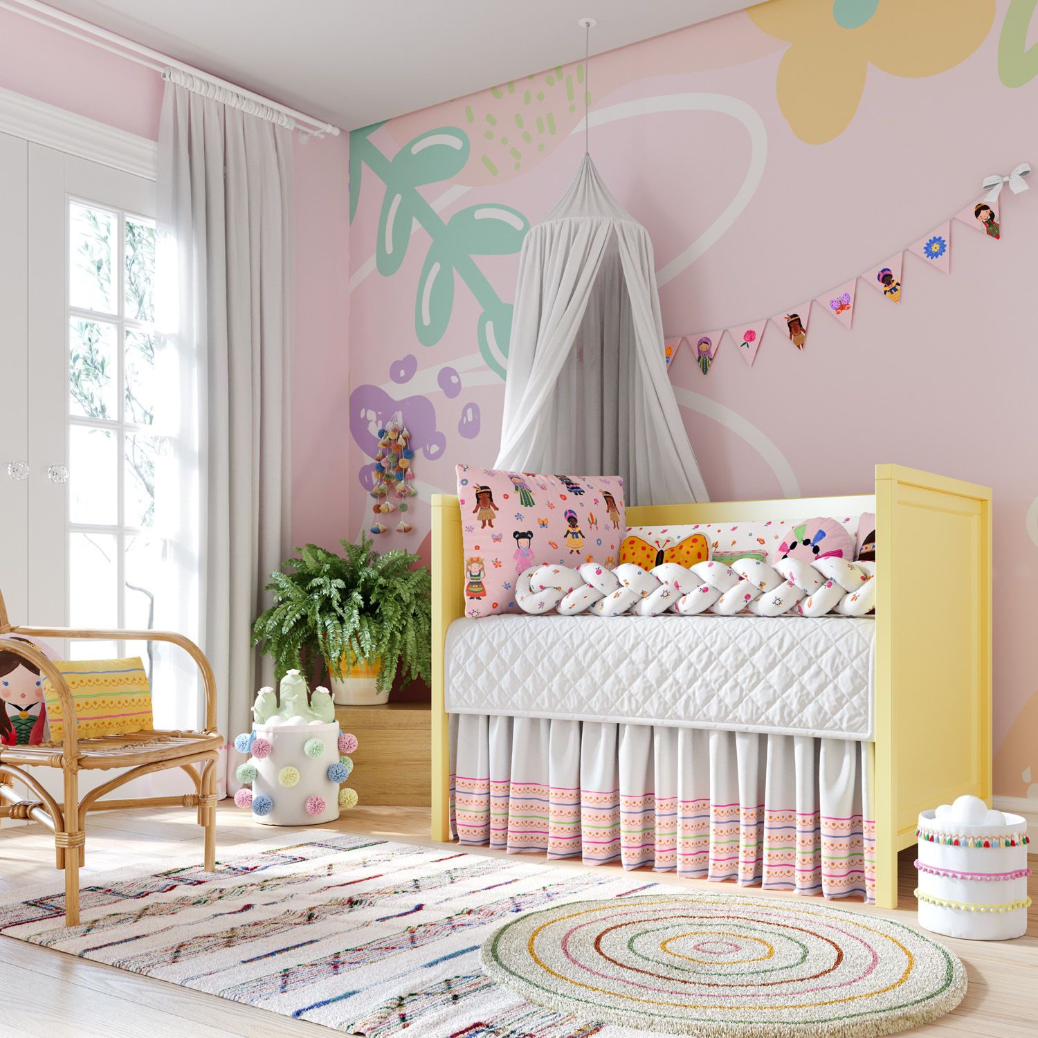 Kit Berço Trança Meninas do Mundo