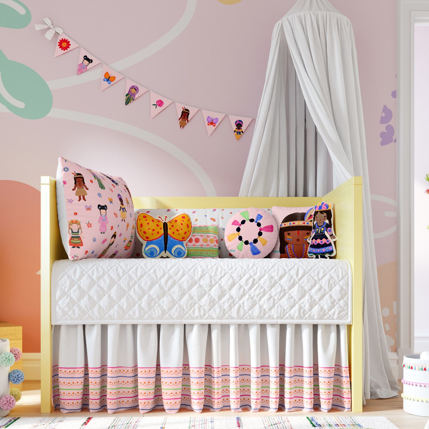 Kit Berço Trança Meninas do Mundo