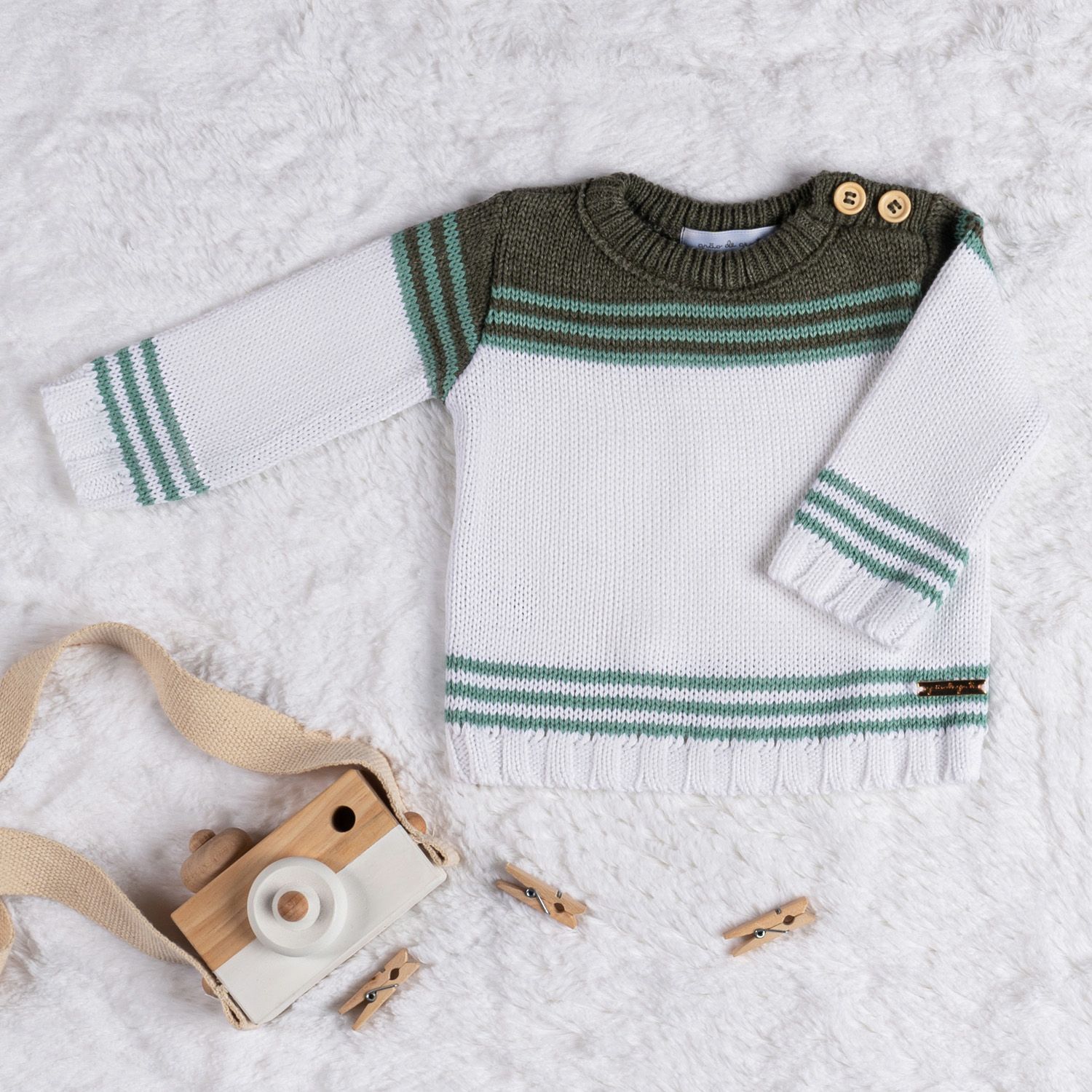 Casaquinho Tricot Listra Vermelho e Azul Marinho