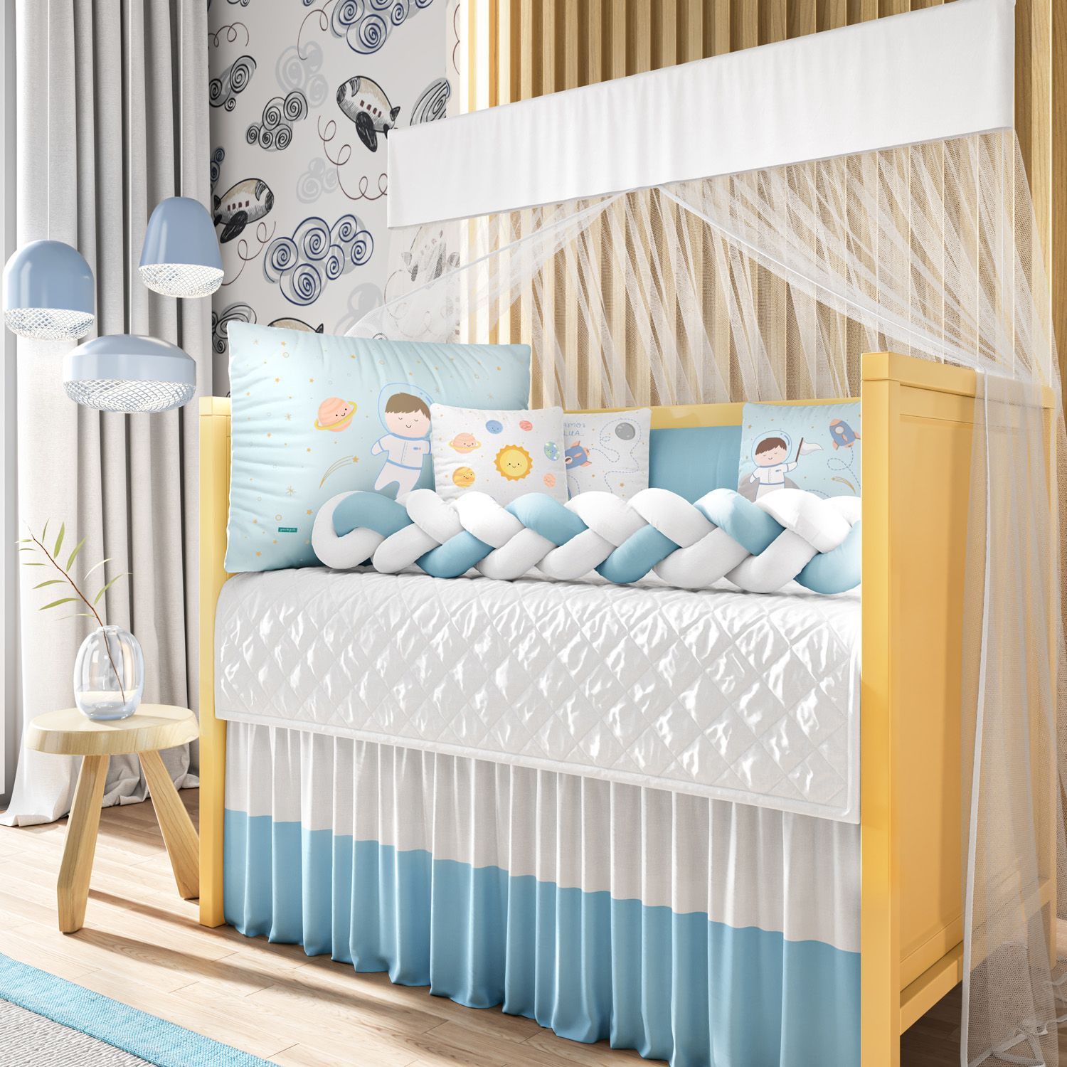 Kit Berço Trança Menino Astronauta