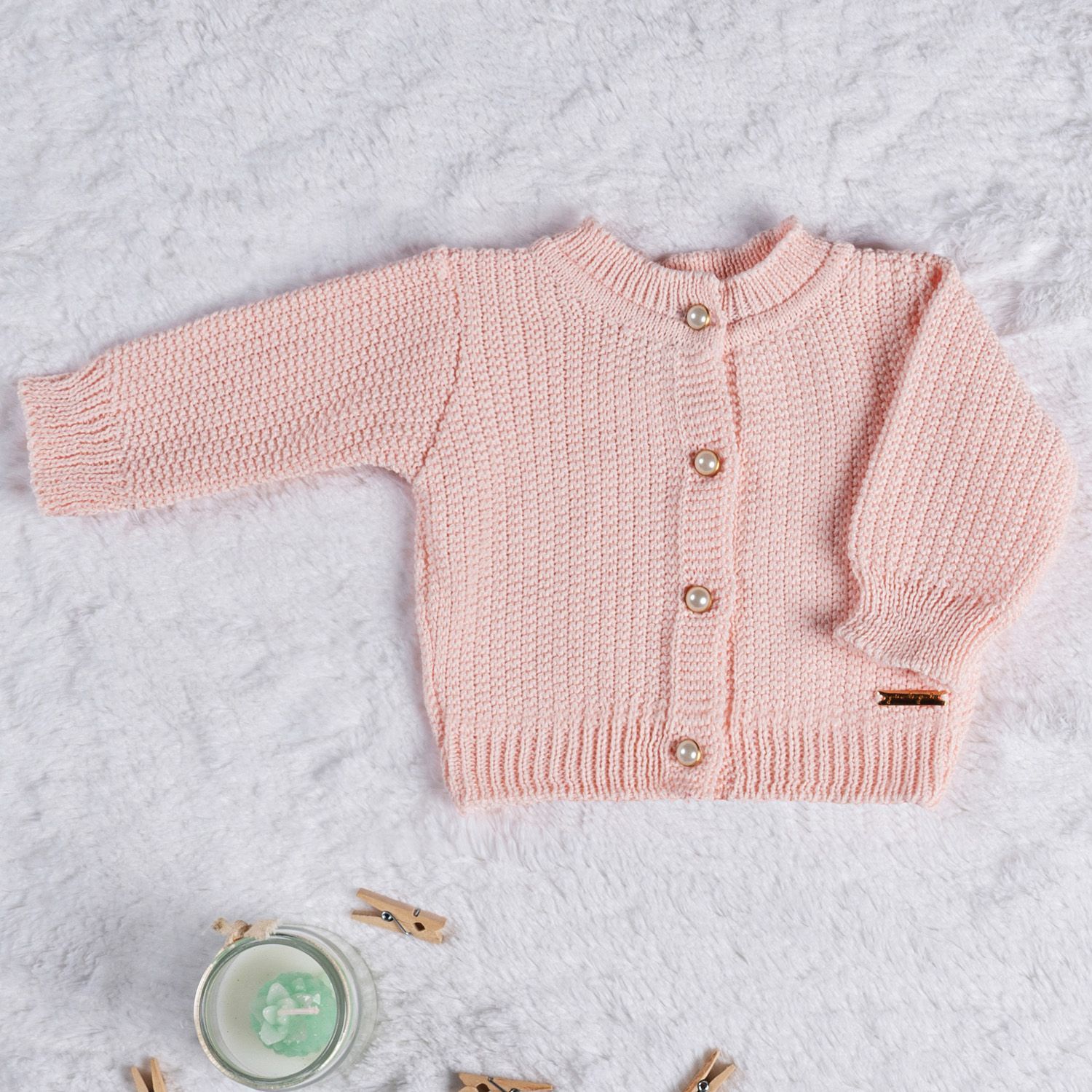 Casaquinho Tricot Clássico Rosa