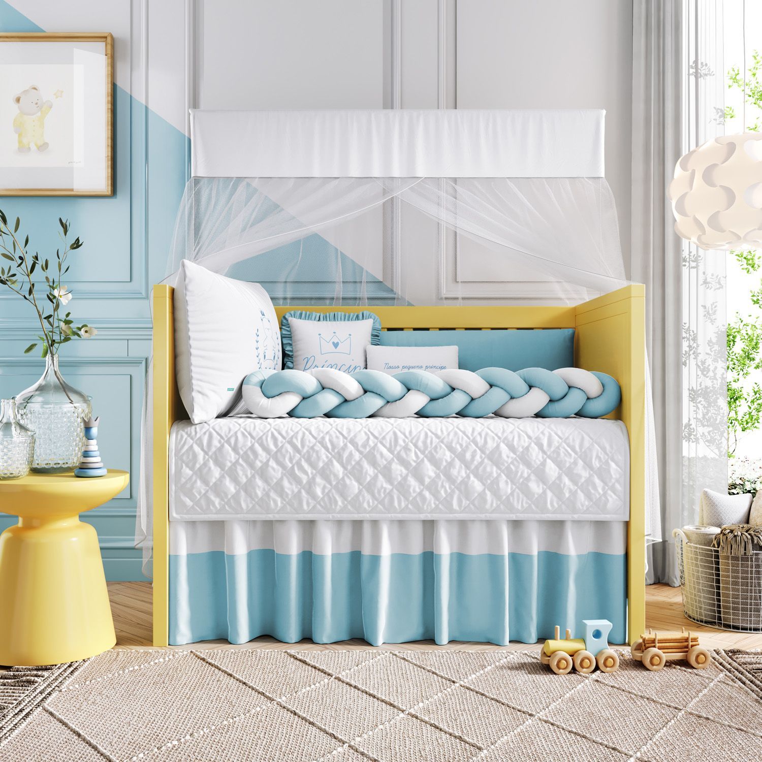 Kit Berço Trança Teddy Príncipe Azul