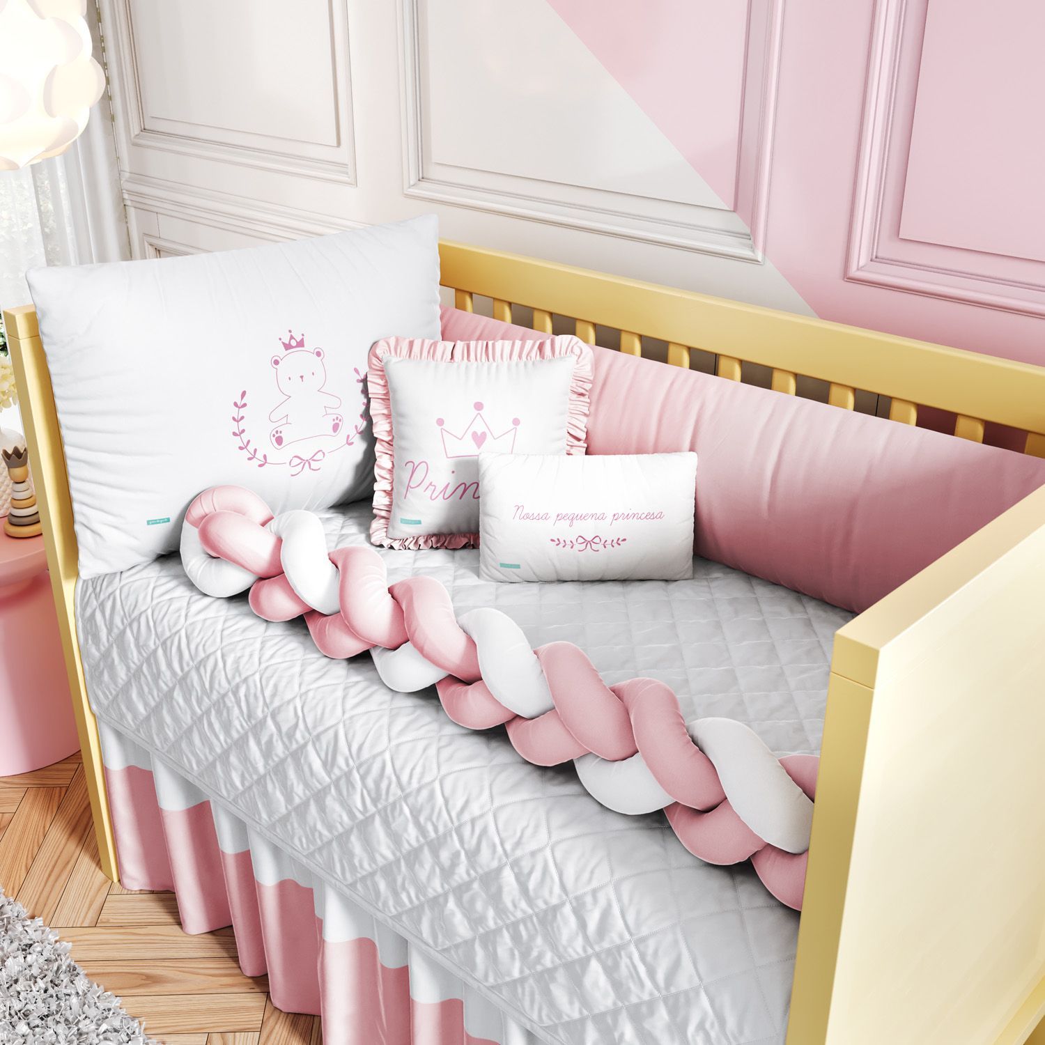 Kit Berço Trança Teddy Príncipe Azul