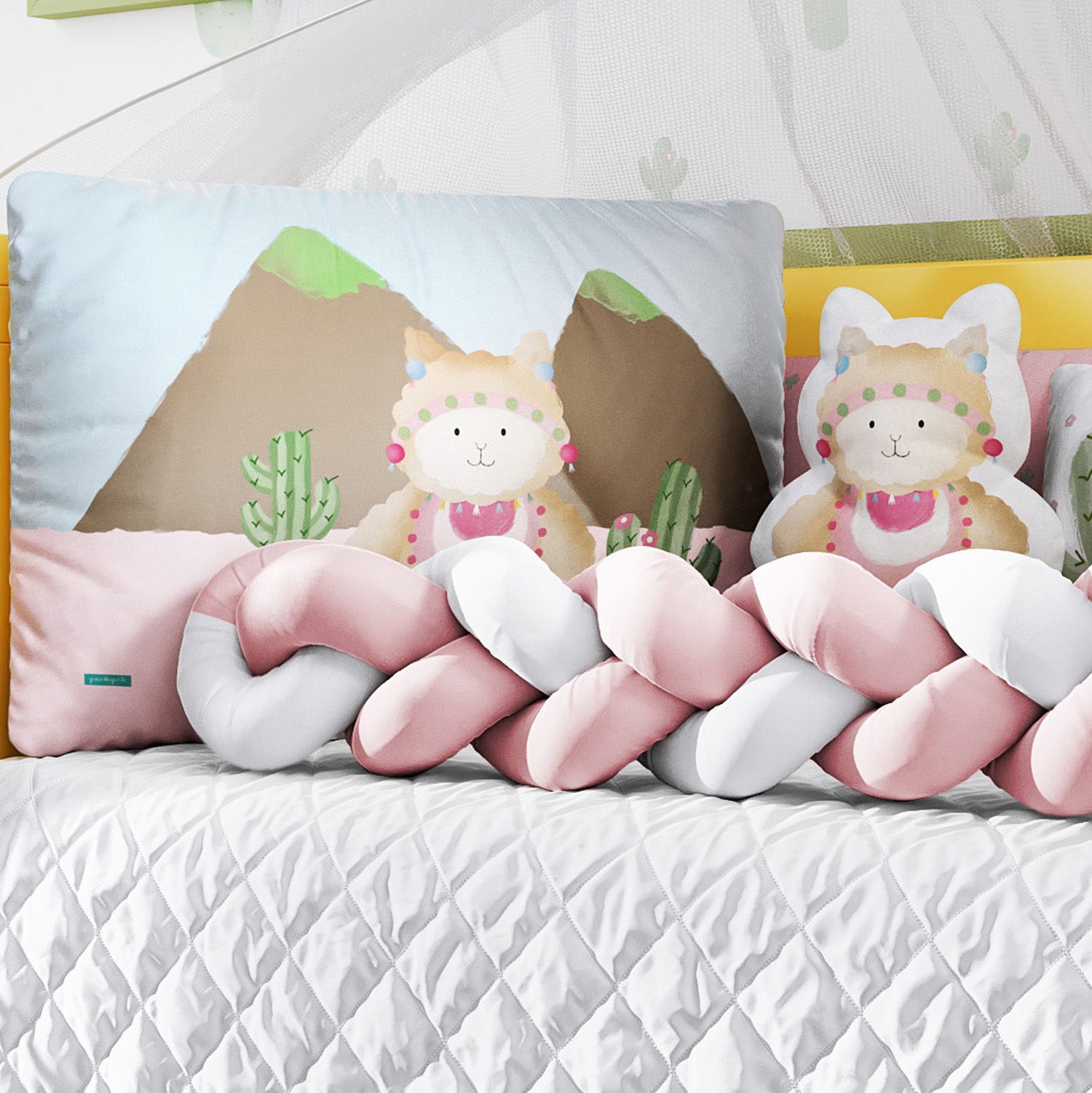 Kit Berço Trança Lhama e Cactos