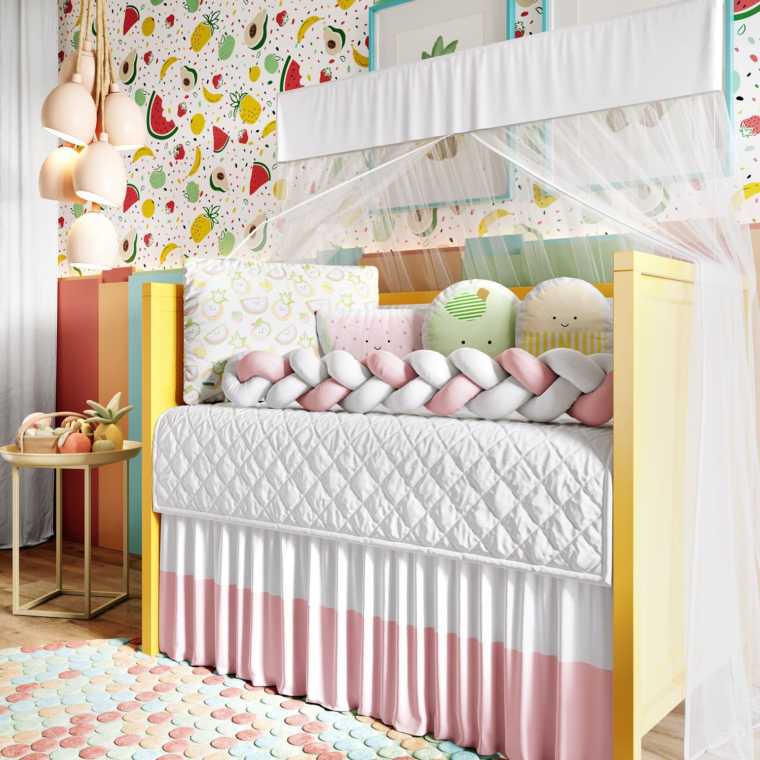 Kit Berço Trança Frutinhas Coloridas