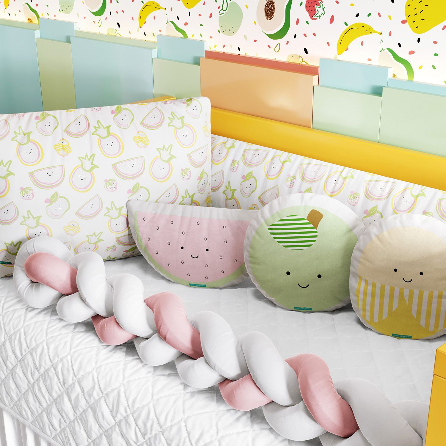 Kit Berço Trança Frutinhas Coloridas