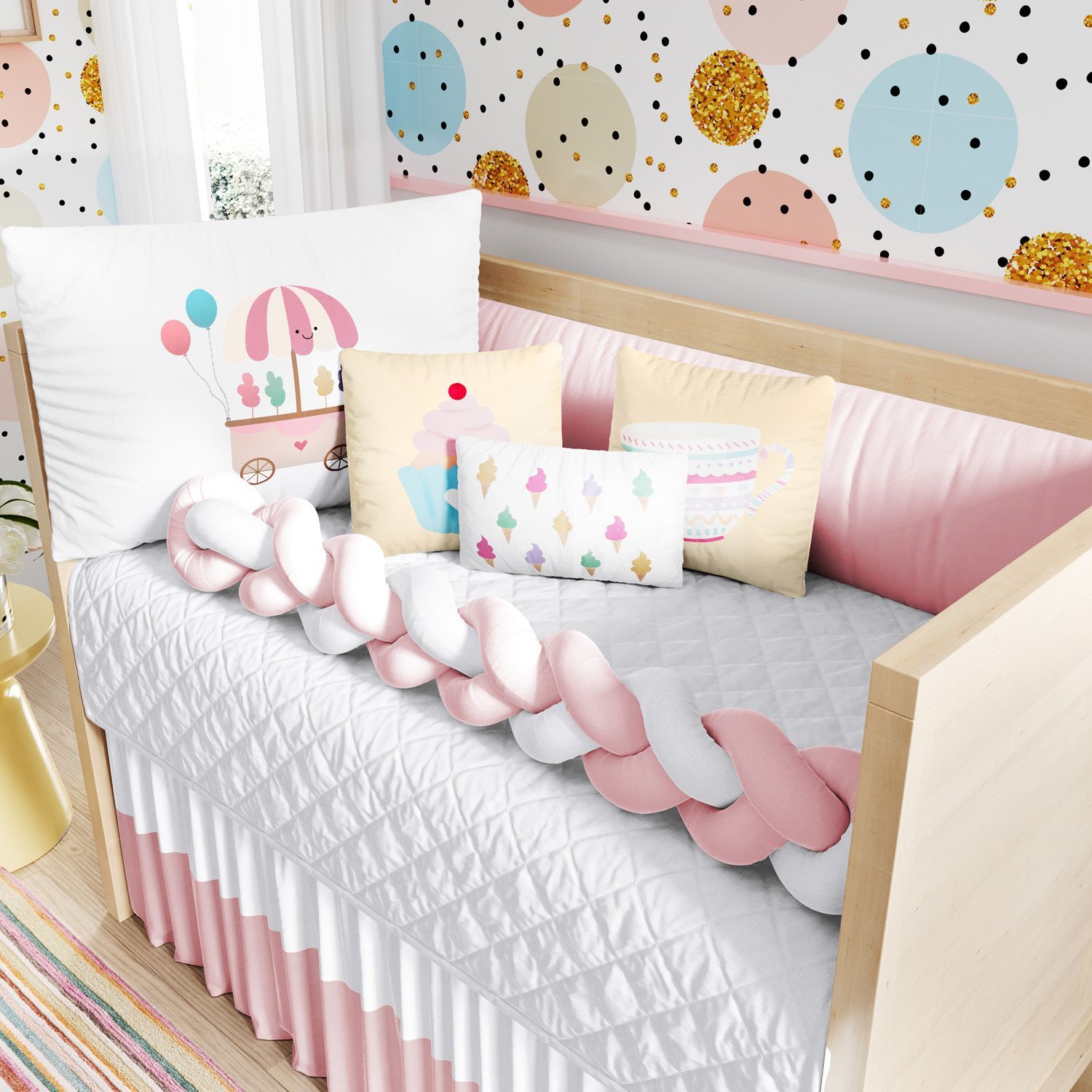 Kit Berço Trança Docinho Colorido