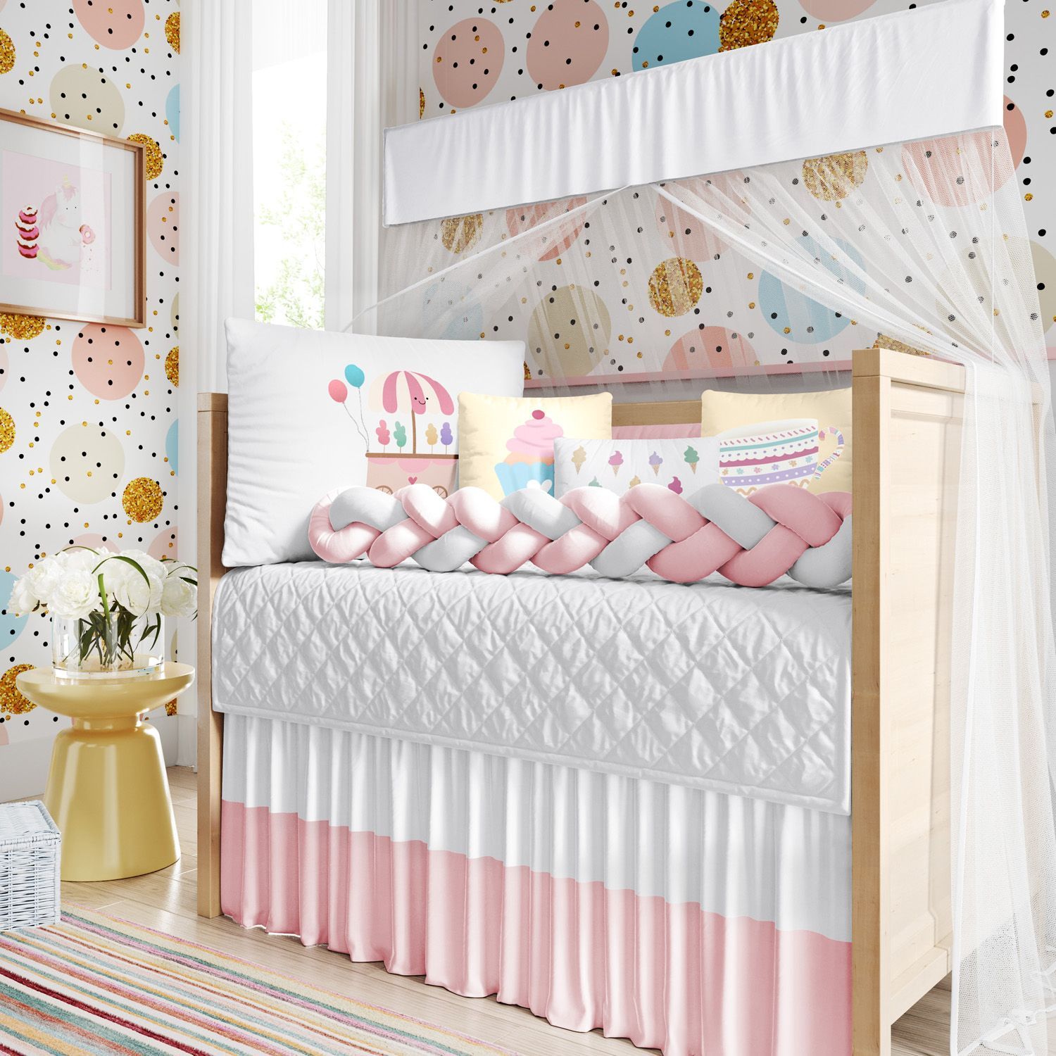 Kit Berço Trança Docinho Colorido