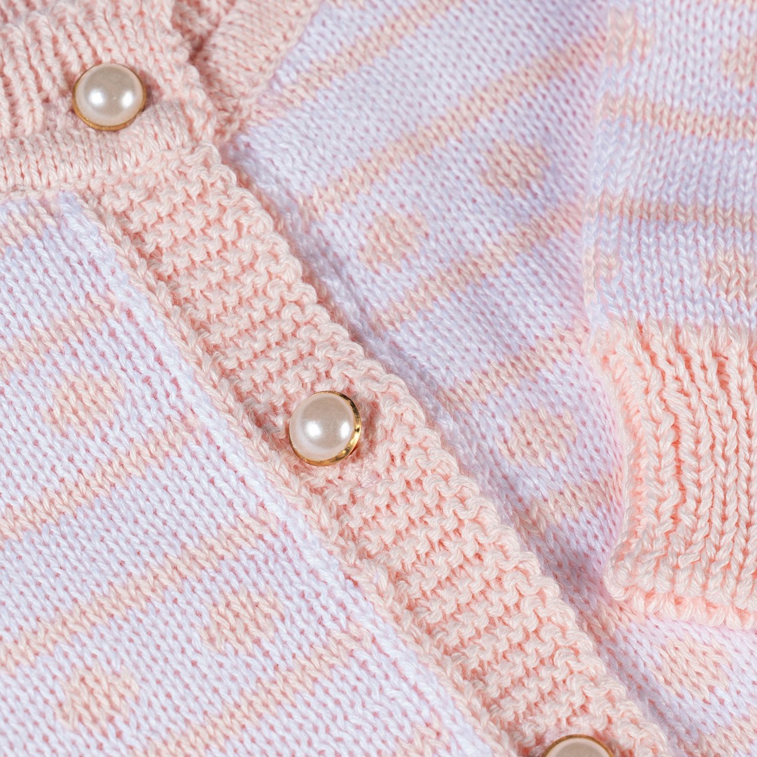 Casaquinho Tricot Listra Poá Rosa