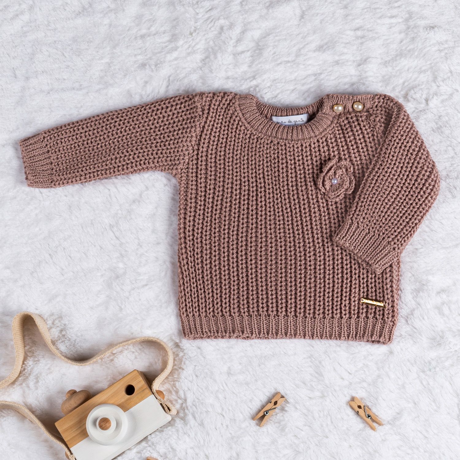 Casaquinho Tricot Menina Flor Vermelho