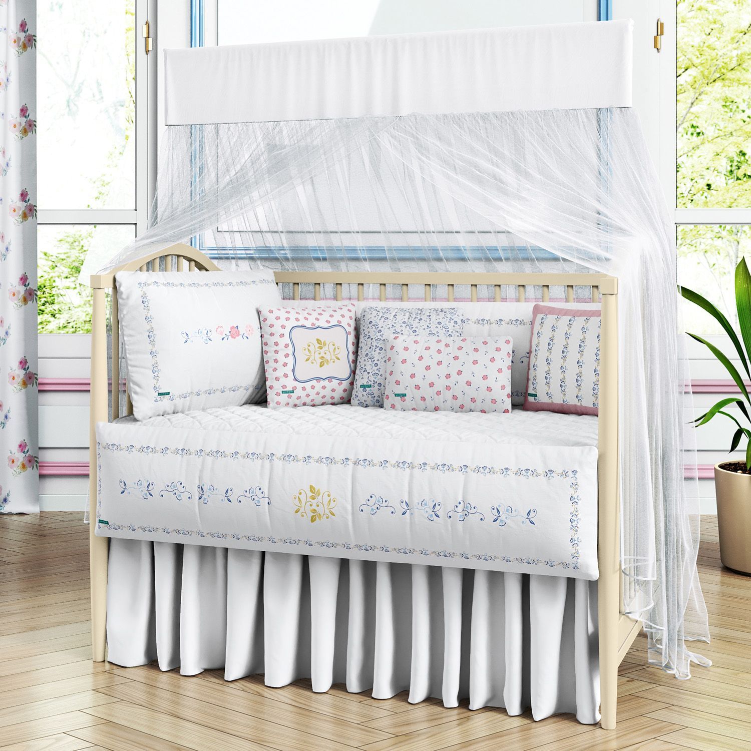 Kit Berço Floral Liberty Azul