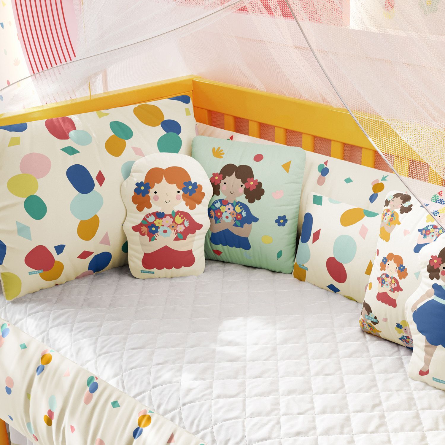 Kit Berço Colorido Menina Flor