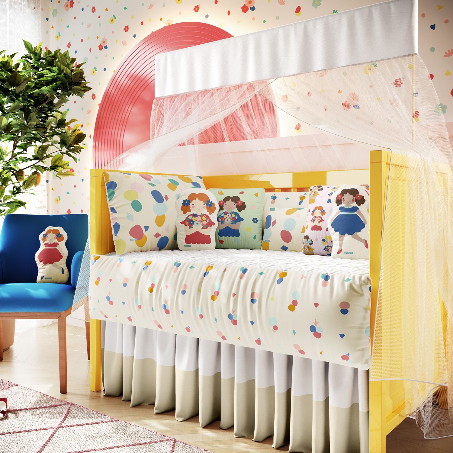 Kit Berço Colorido Menina Flor