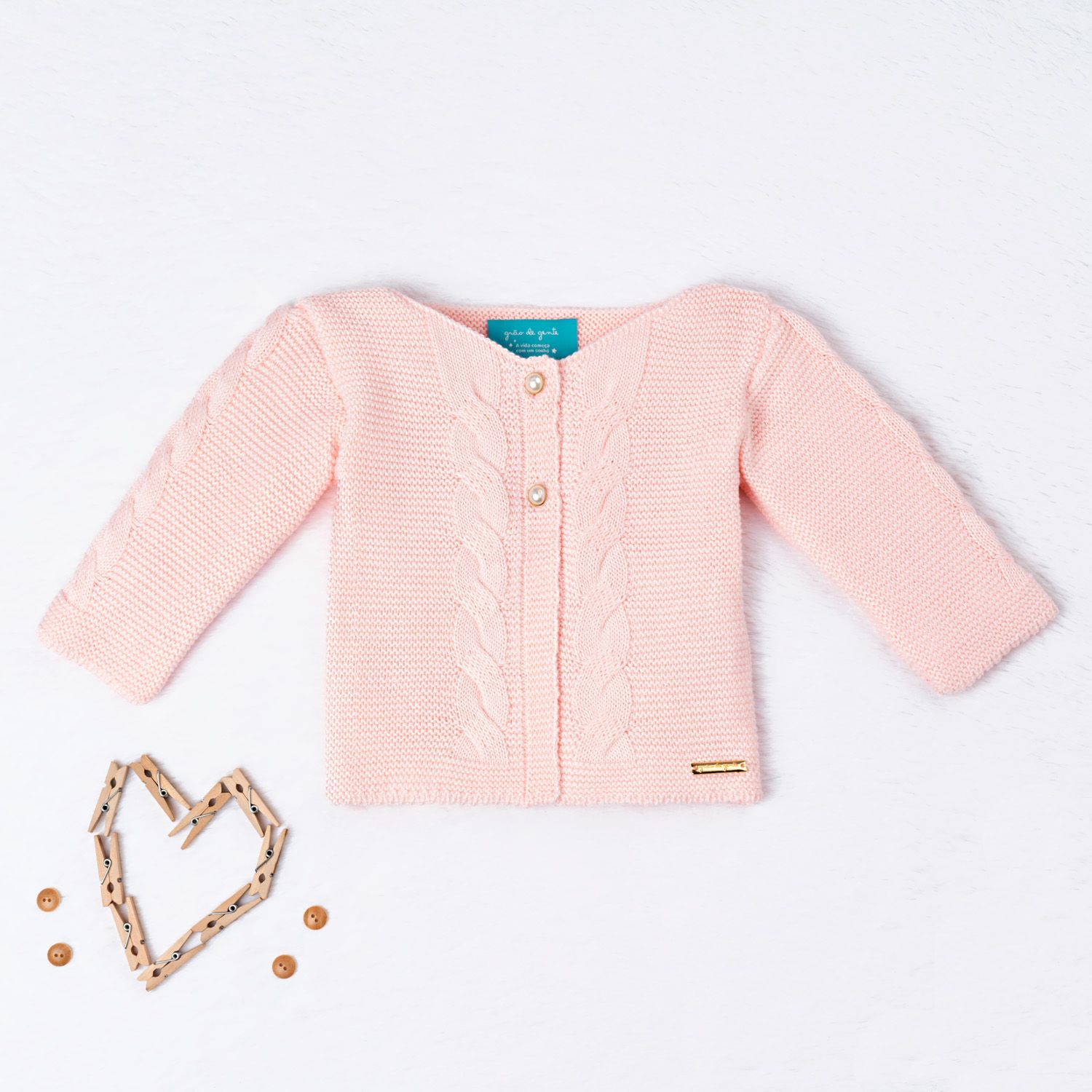 Casaquinho Tricot Trança Chique Rosé Nude