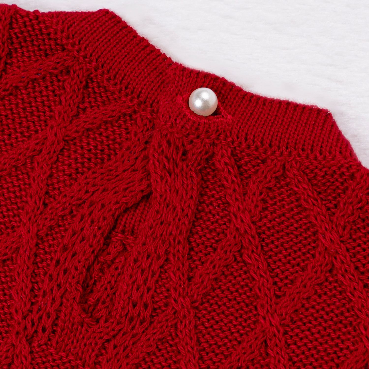 Vestido Tricot com Pérolas Rosa