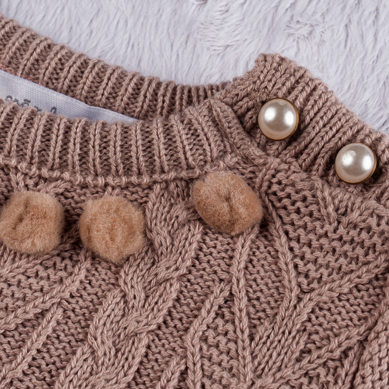 Vestido Tricot Pompom Branco Chantilly