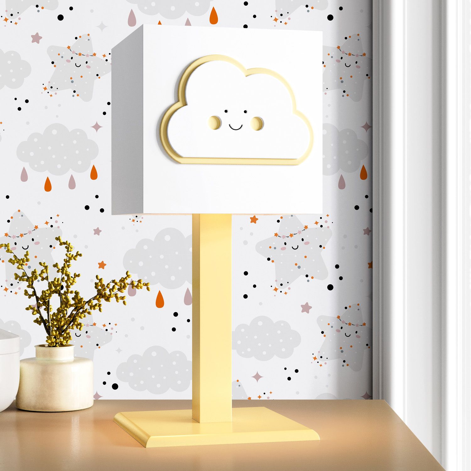 Abajur Amiguinha Nuvem Amarelo