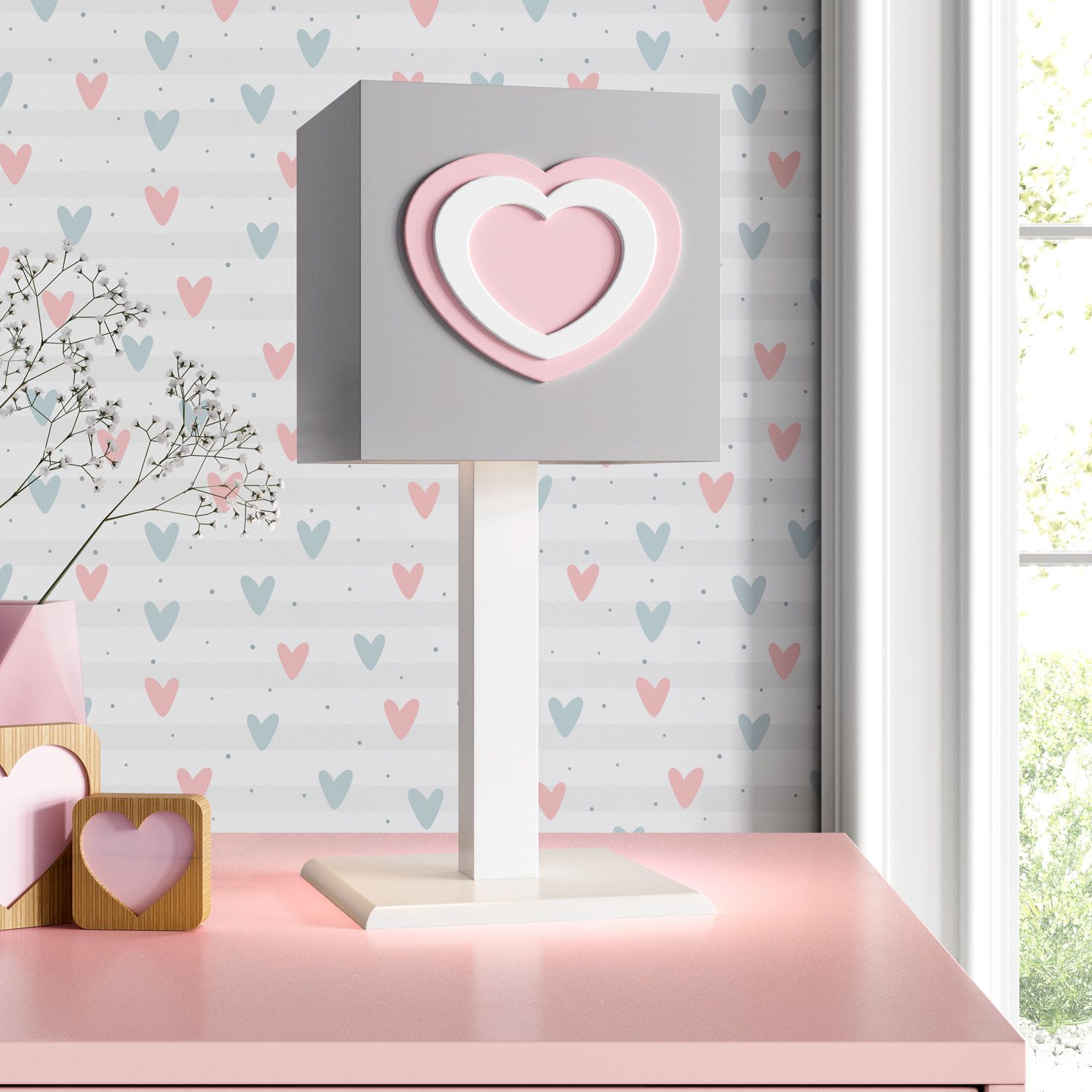 Abajur Coração da Mamãe Rosa