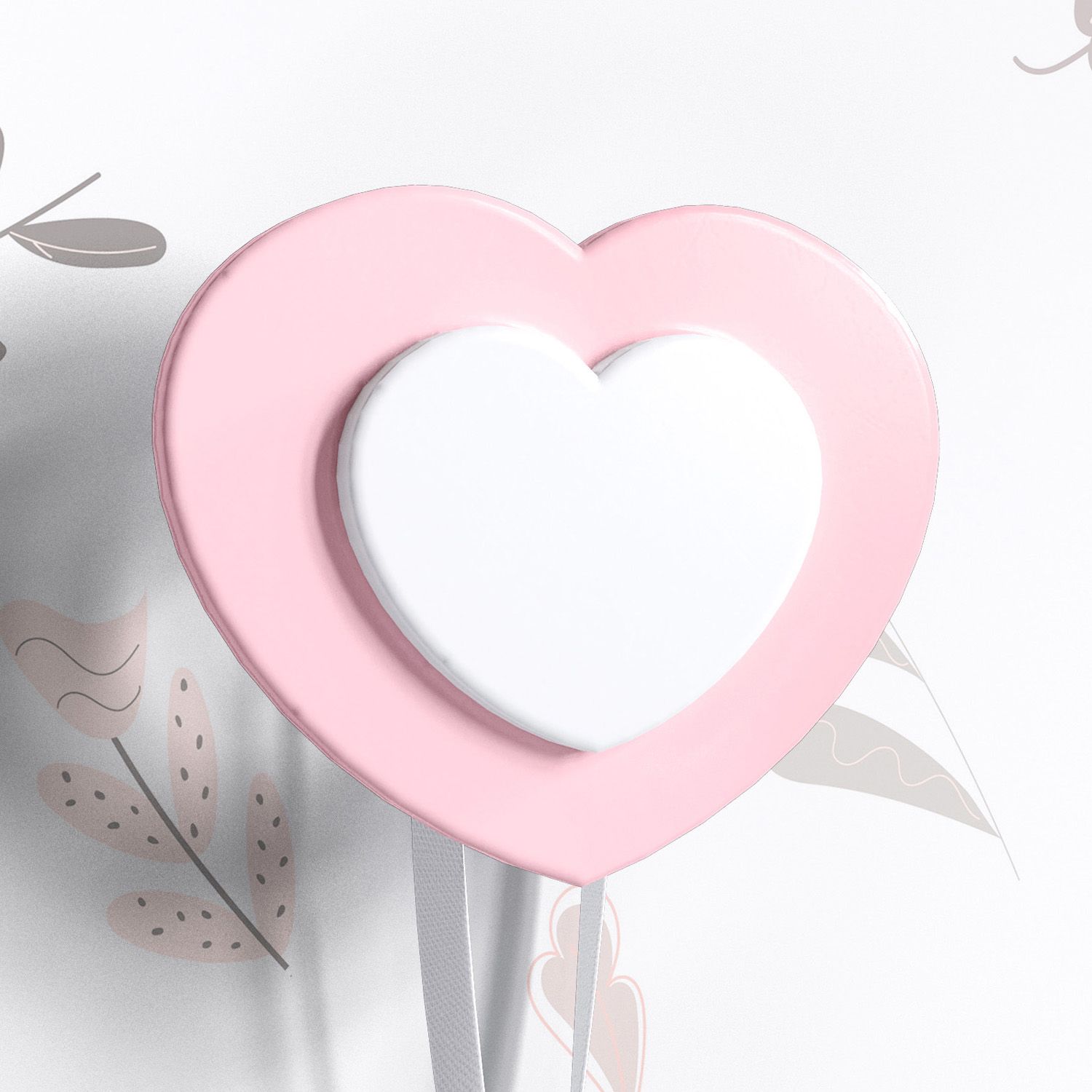 Cabideiro de Parede Coração da Mamãe Cinza e Branco