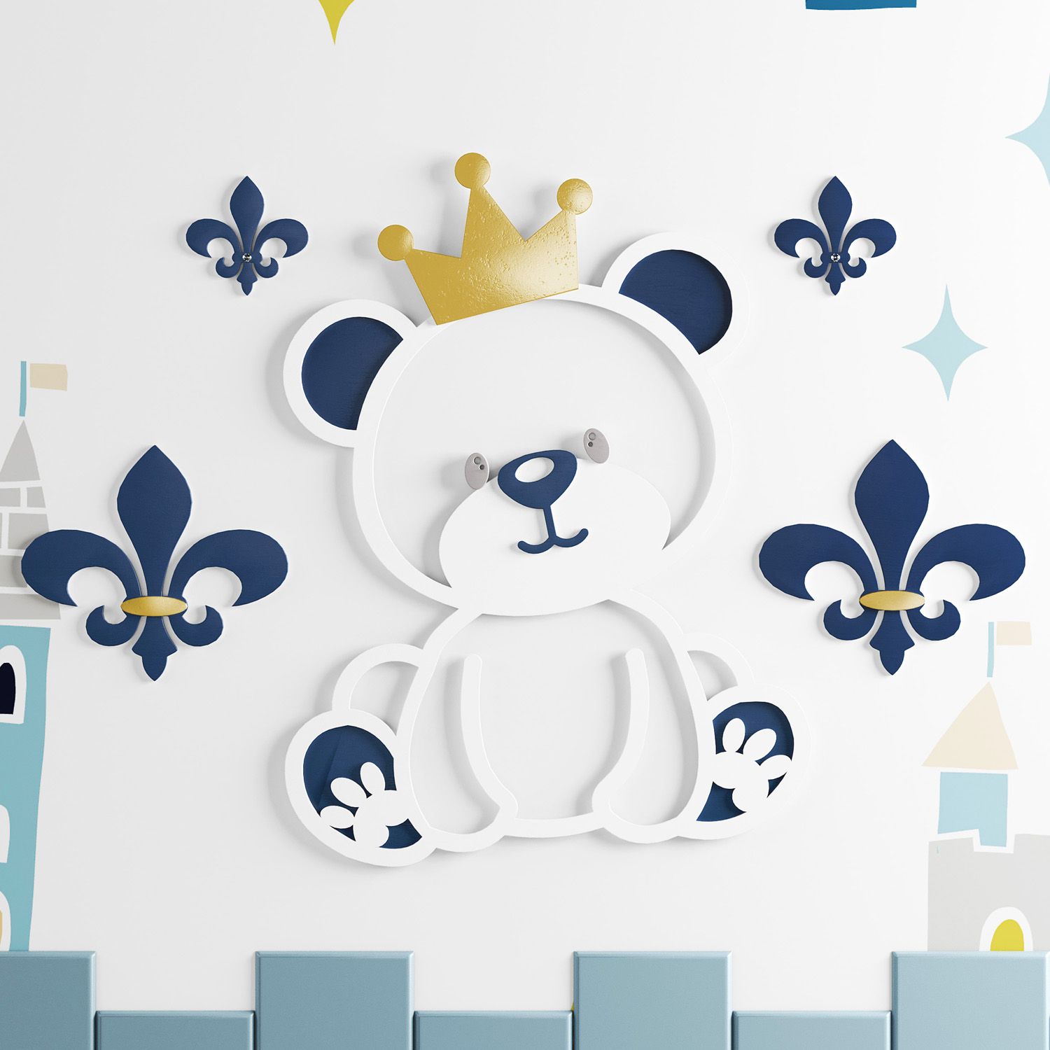 Painel Decorativo Ursinho Príncipe 5 Peças