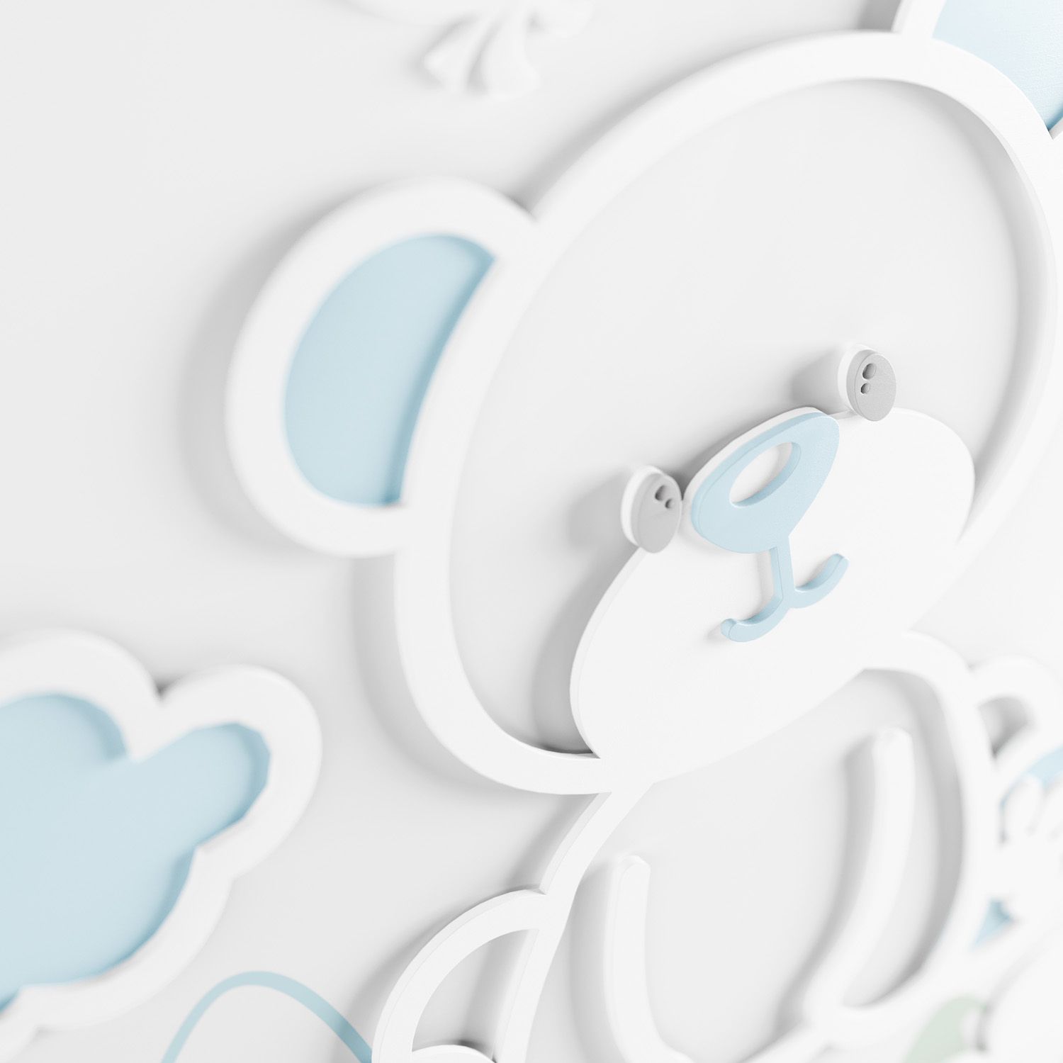 Painel Decorativo Ursinho e Pipa Azul 6 Peças