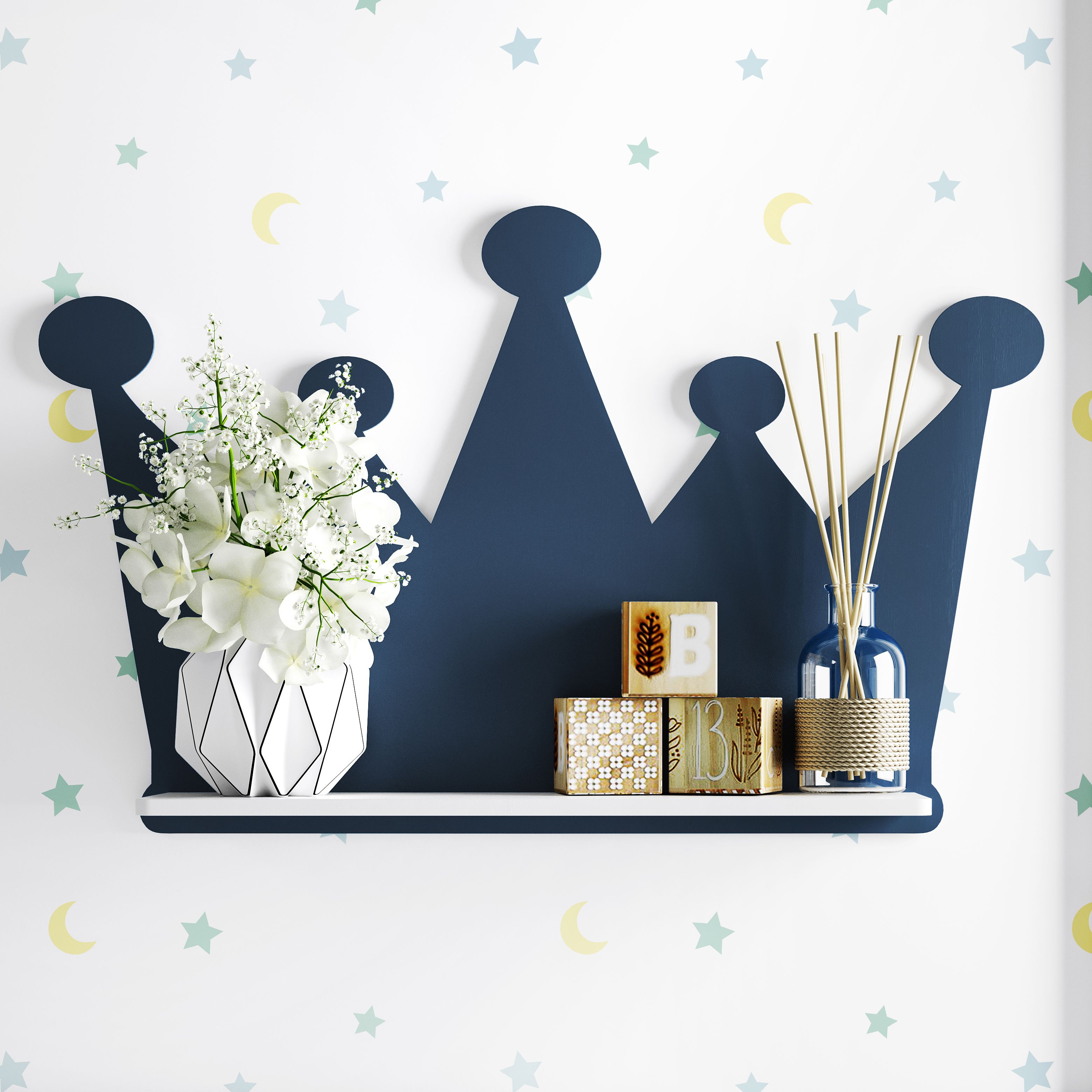 Prateleira MDF Coroa Azul Marinho