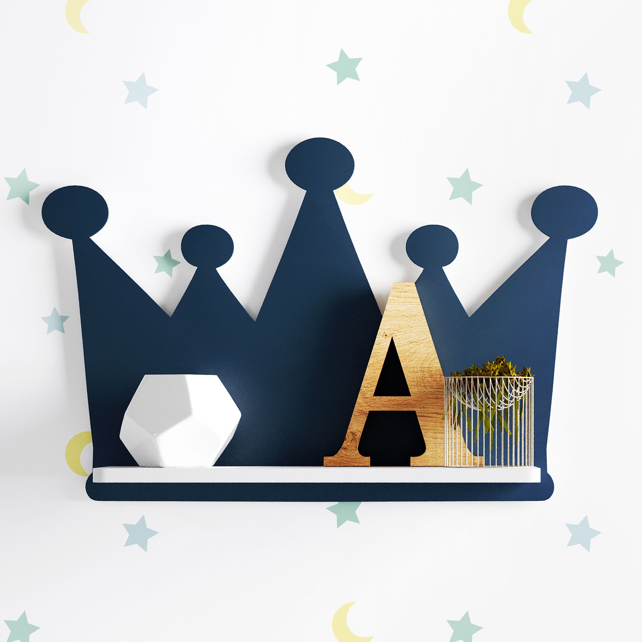 Prateleira MDF Coroa Azul Marinho