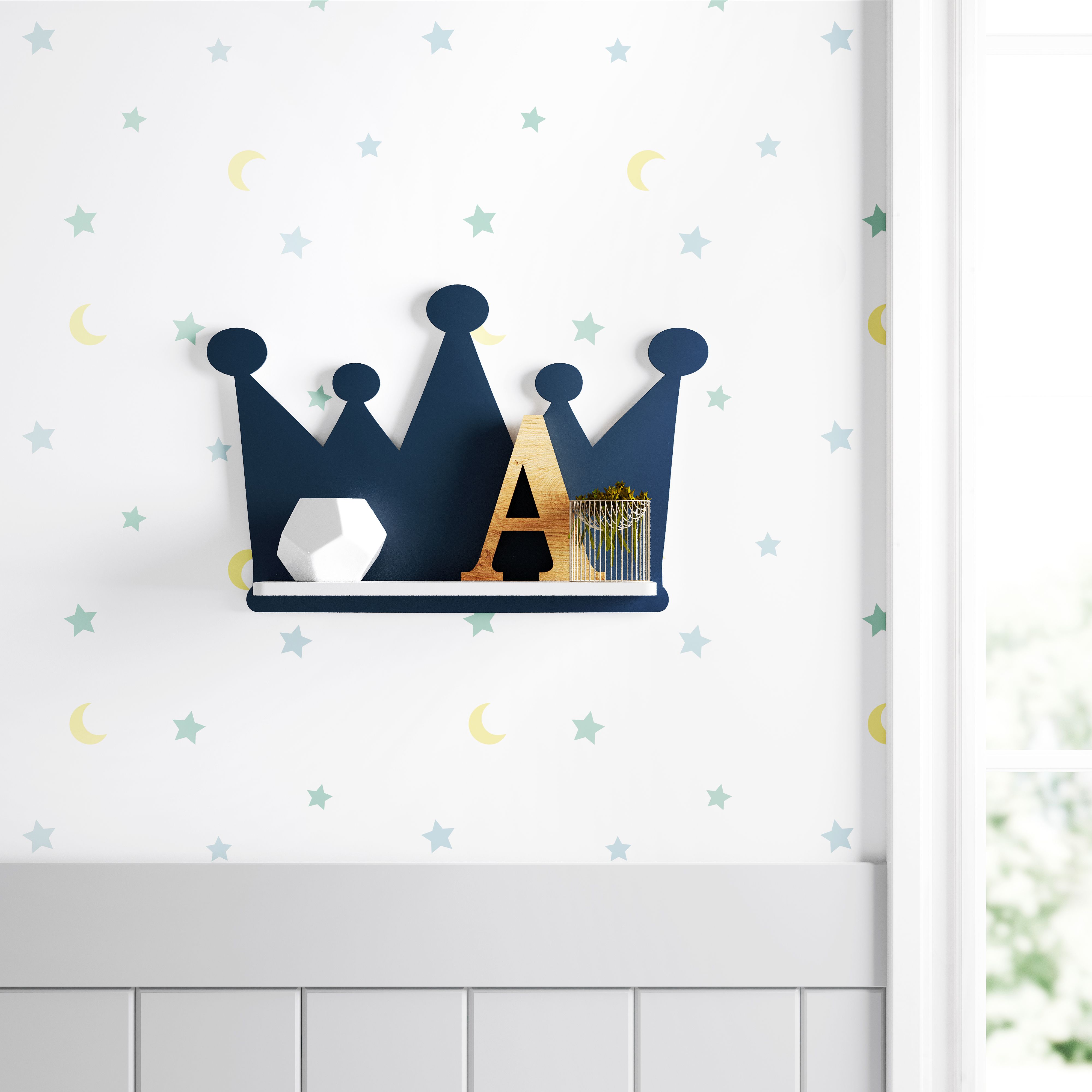 Prateleira MDF Coroa Azul Marinho