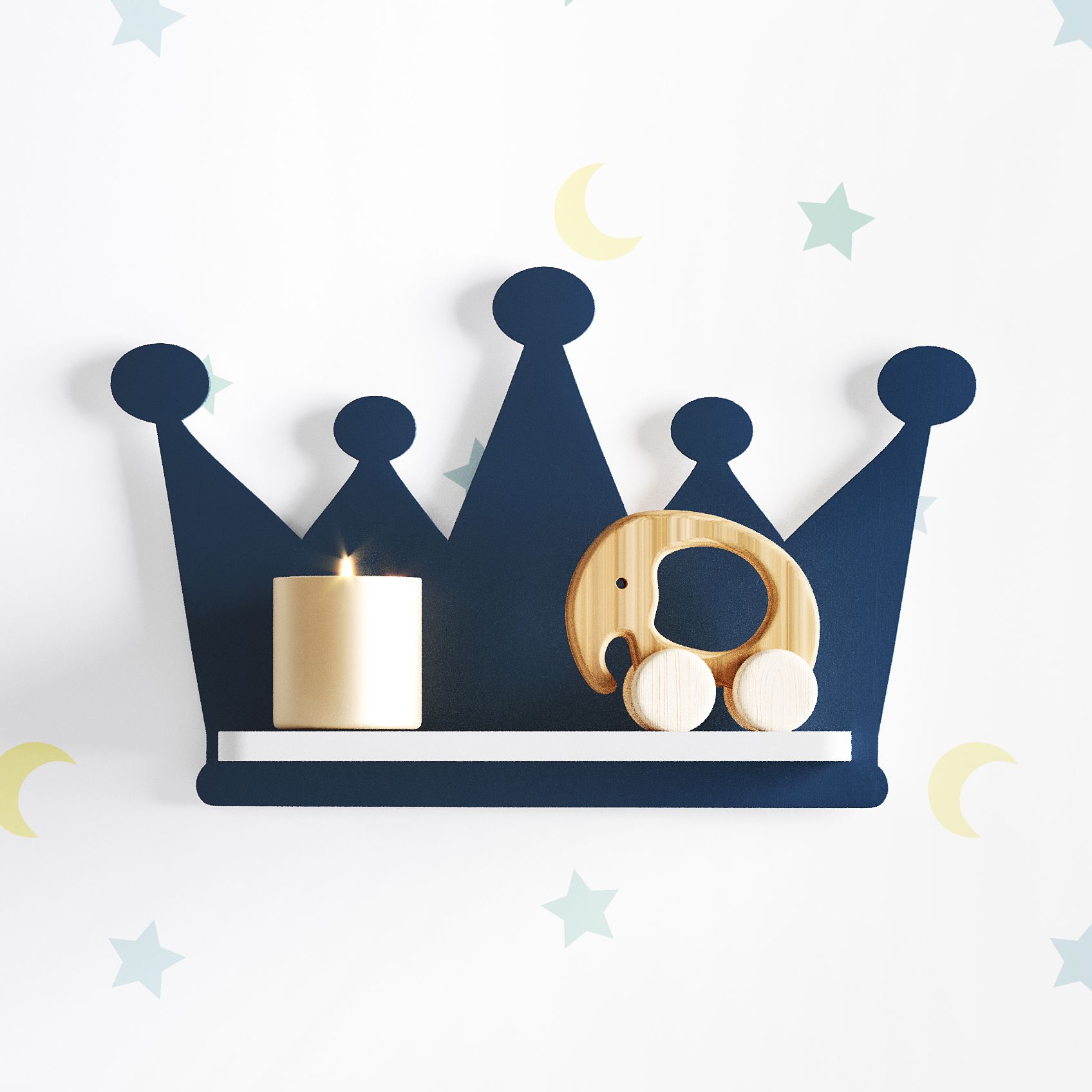 Trio de Prateleiras Coroa Azul Marinho 3 Peças