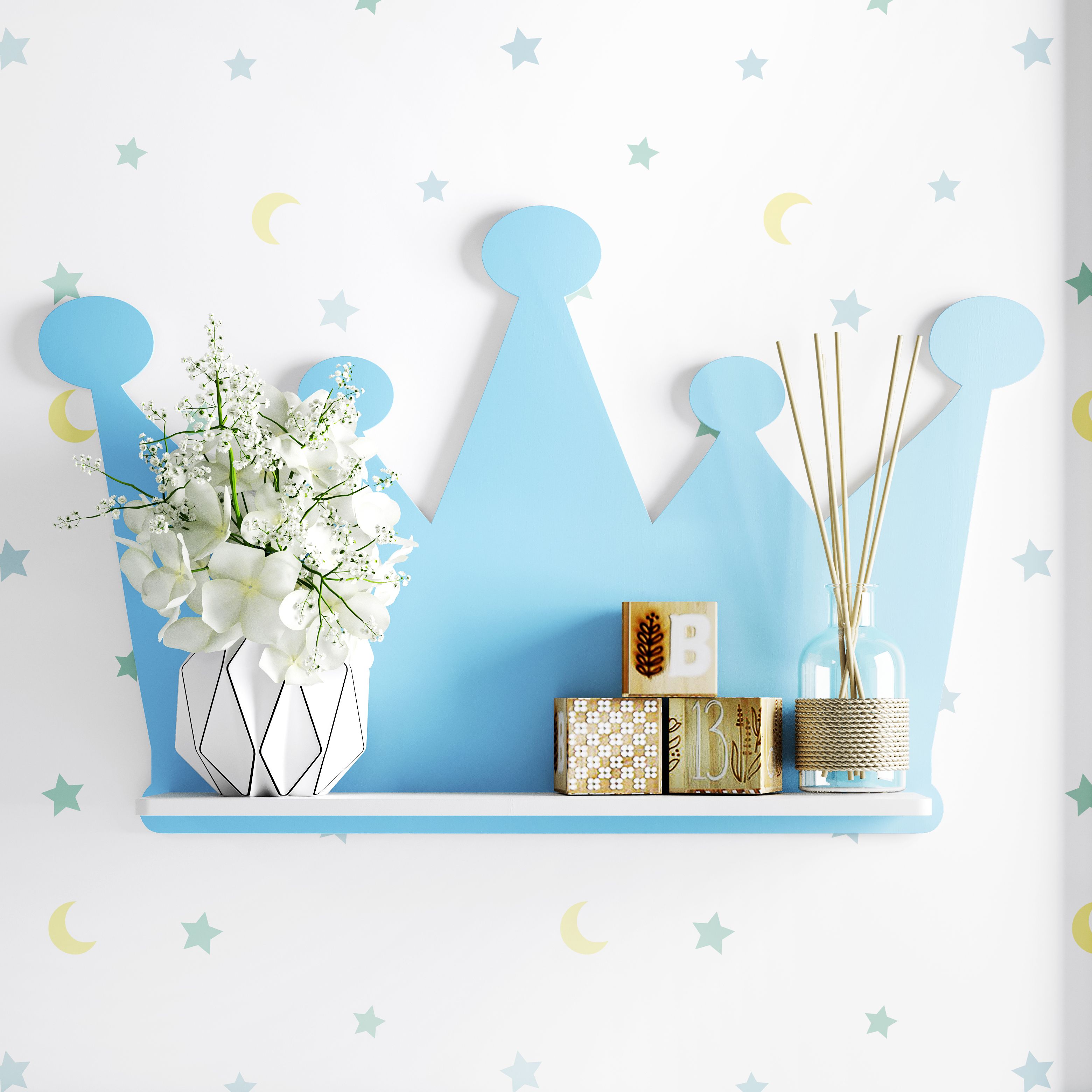 Trio de Prateleiras Coroa Azul Marinho 3 Peças